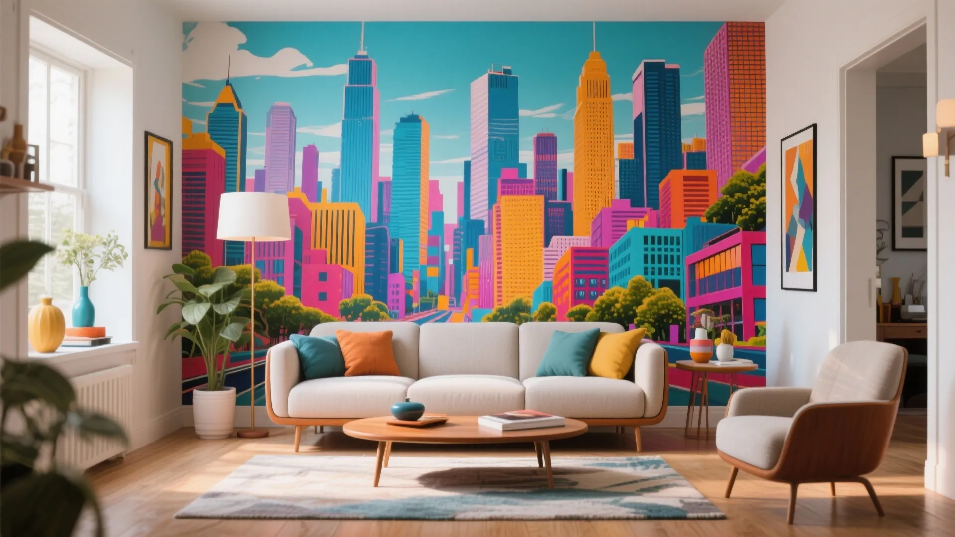 Bold color 3D murals