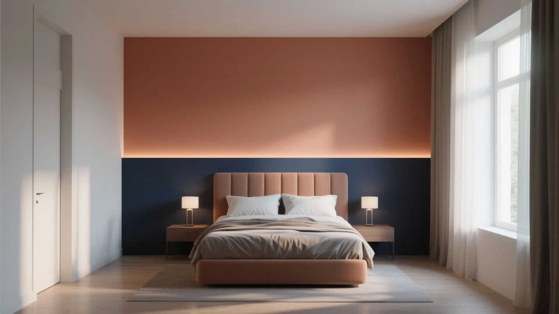 1. Bold Color Block Behind the Bed