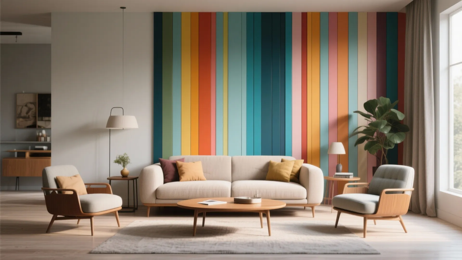 3. Painted Slat Wall in Bold Color
