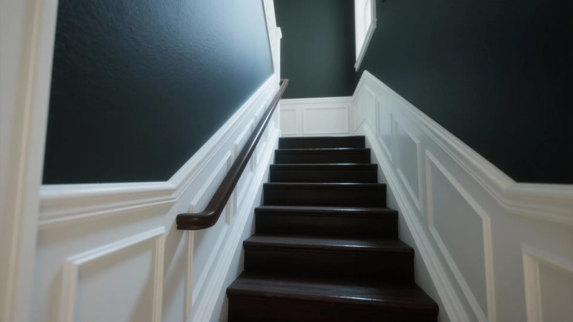 4. Bold single-color with contrasting trim and handrail