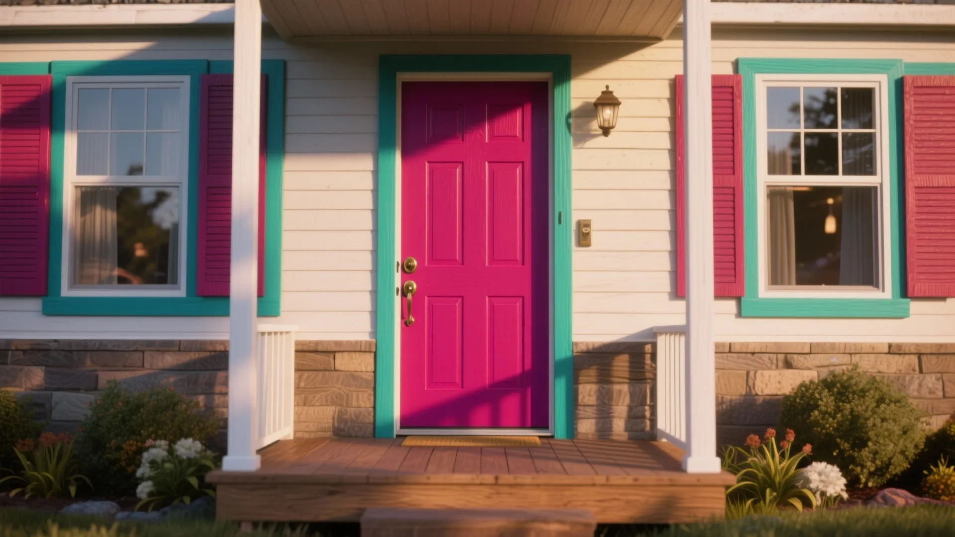 2. Accent trim and a bold door for instant curb personality