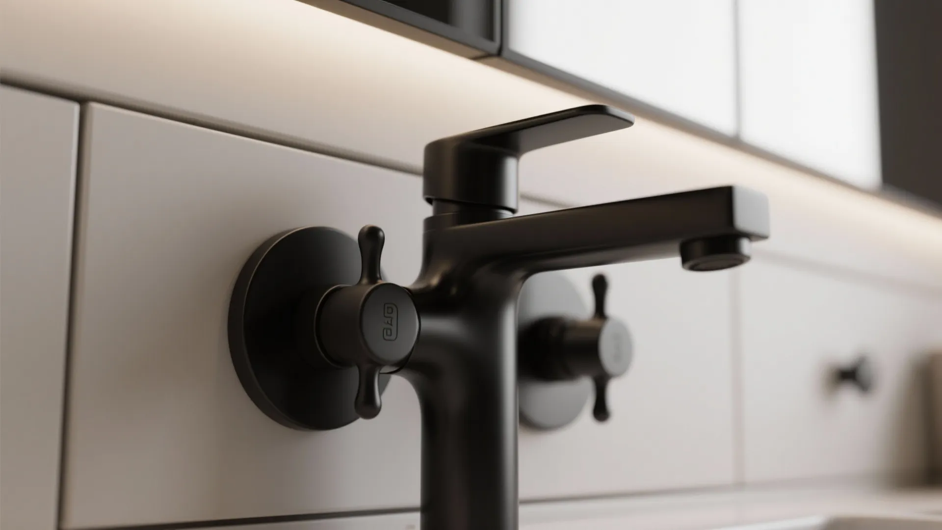 3. Monochrome Divide with Bold Fixtures