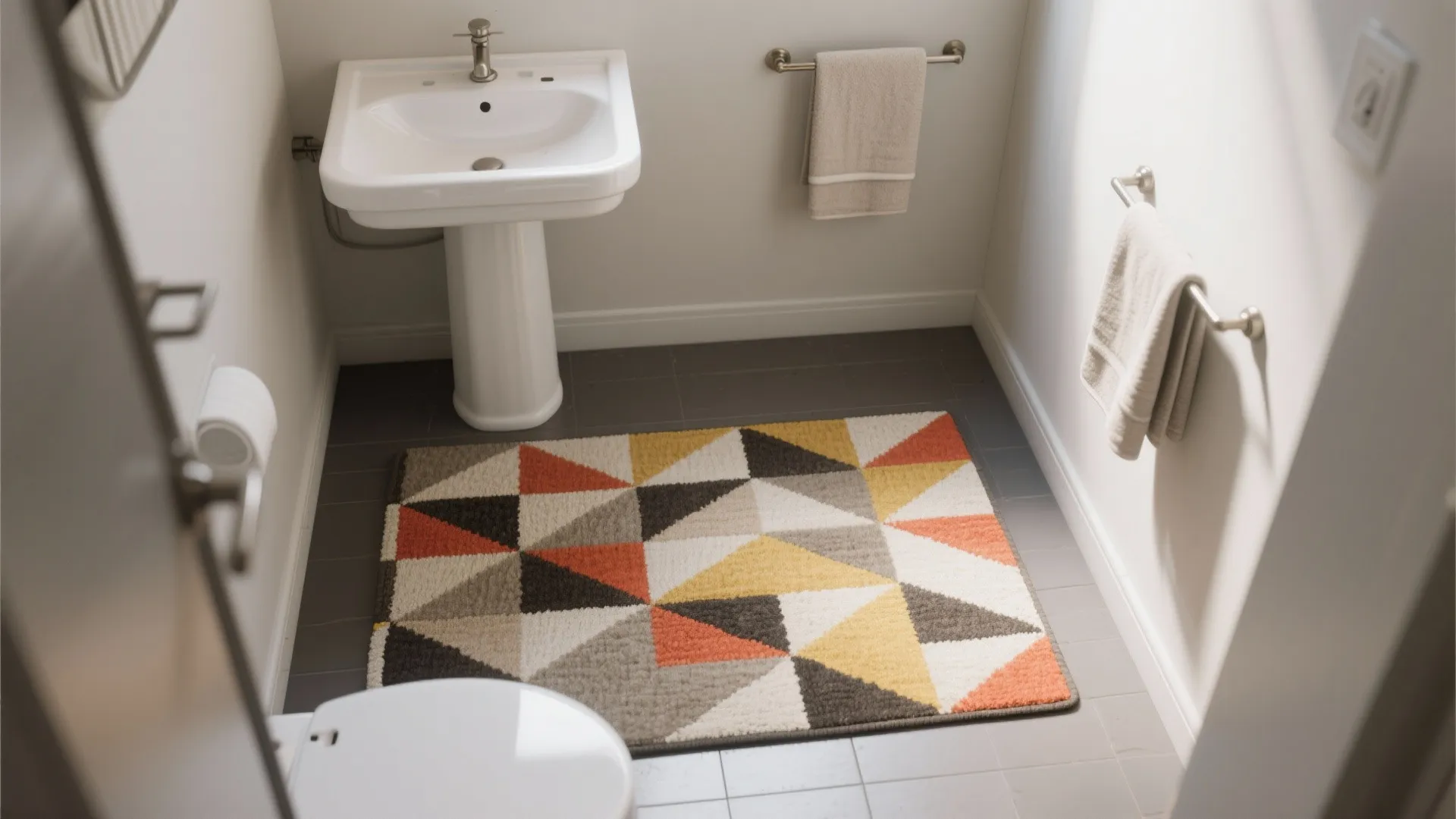 5. Bold Geometric Rugs as Statement Anchors