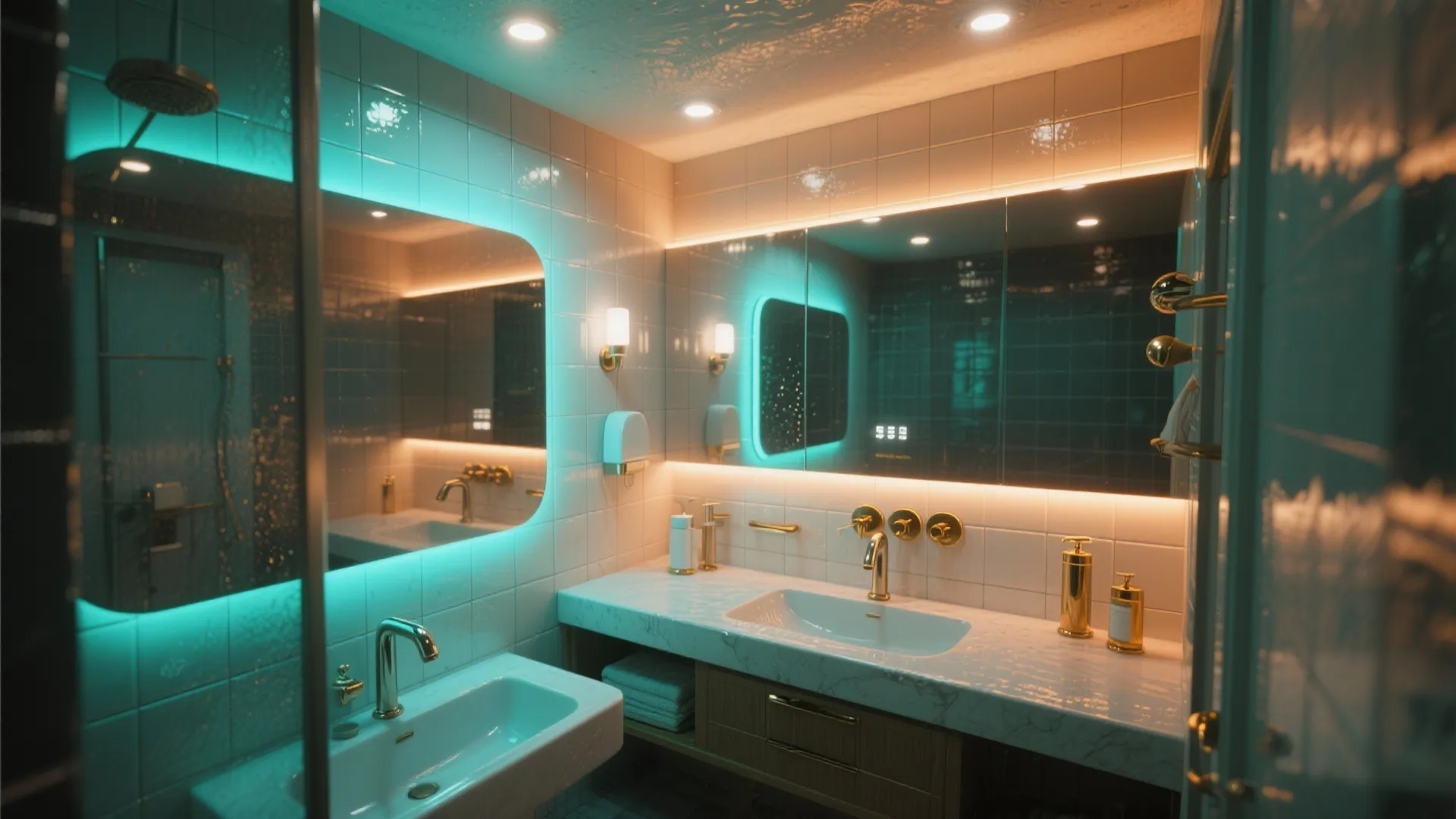 3. Bold lighting and reflective accents