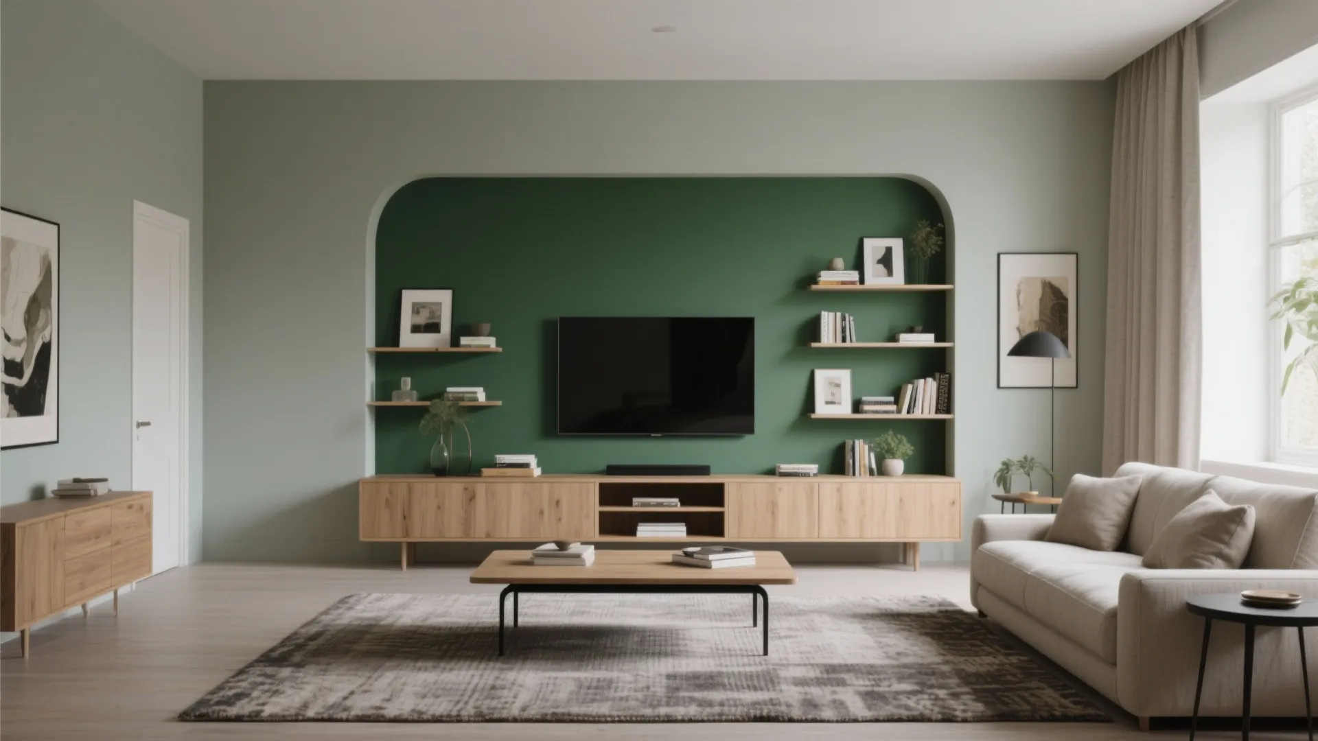 Bold + Neutral in Living Rooms (One Accent, One Calm)