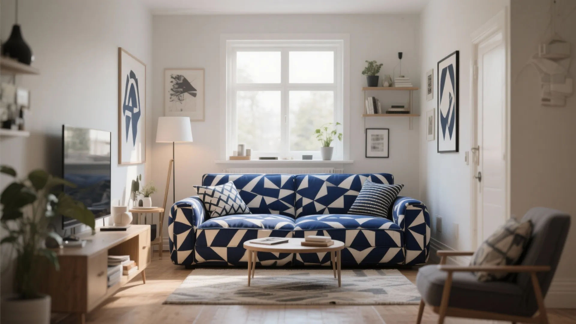 3. Futon with a Bold Pattern