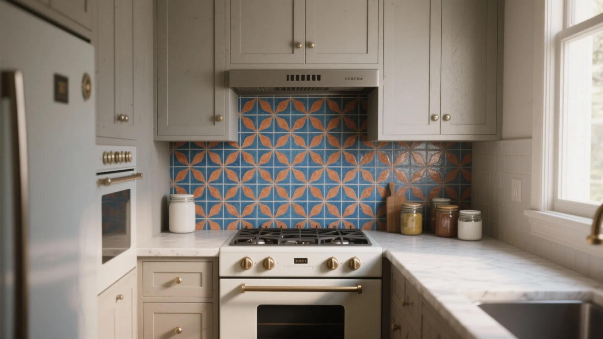 2. Bold patterned tile as a focal point
