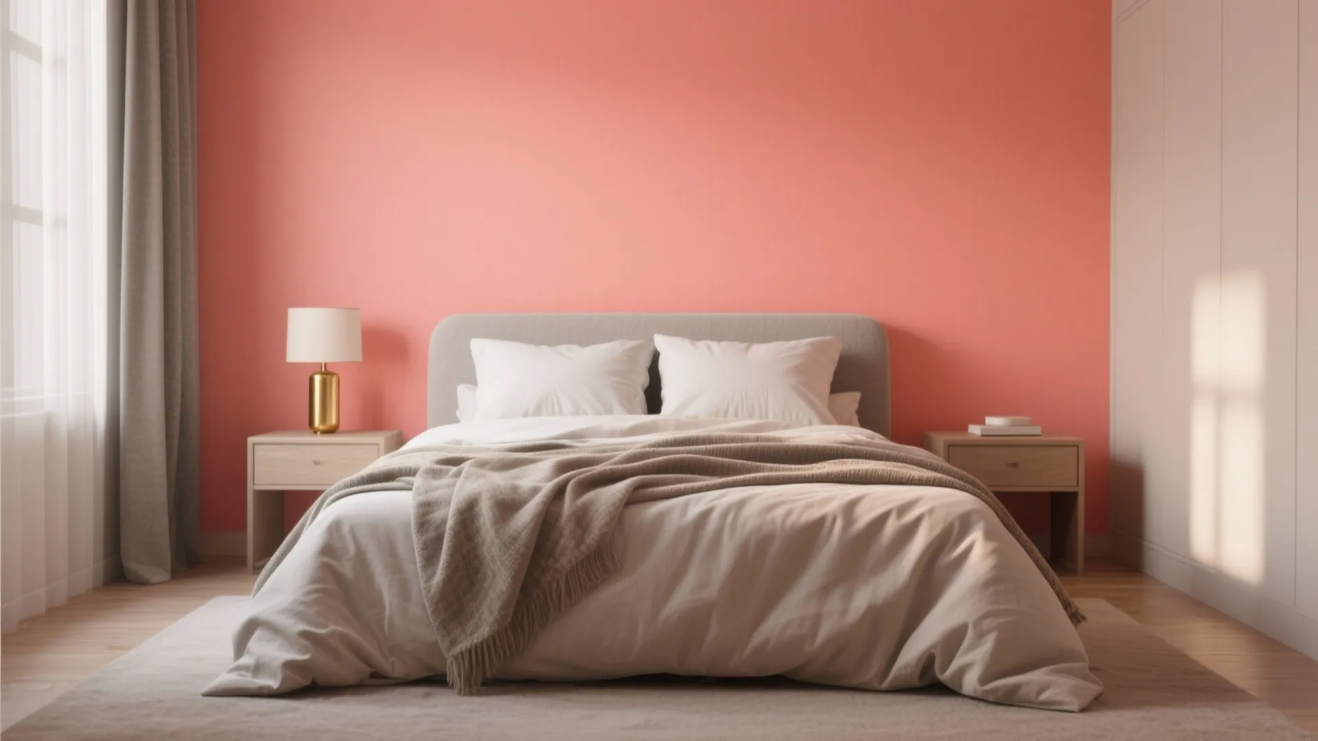 2. Bold Peach Accent Wall