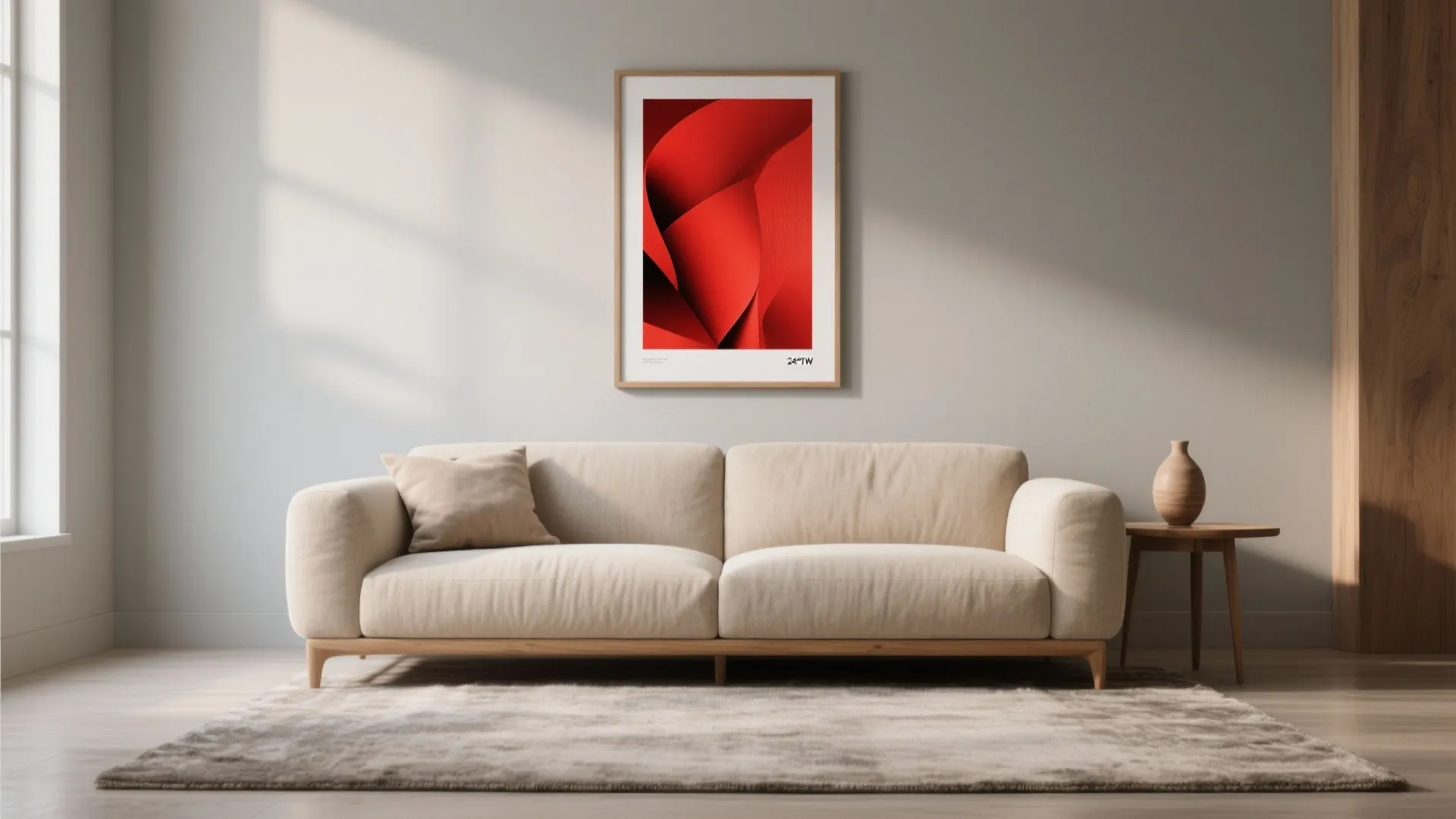 Color Pop: One Bold Poster on a Neutral Wall