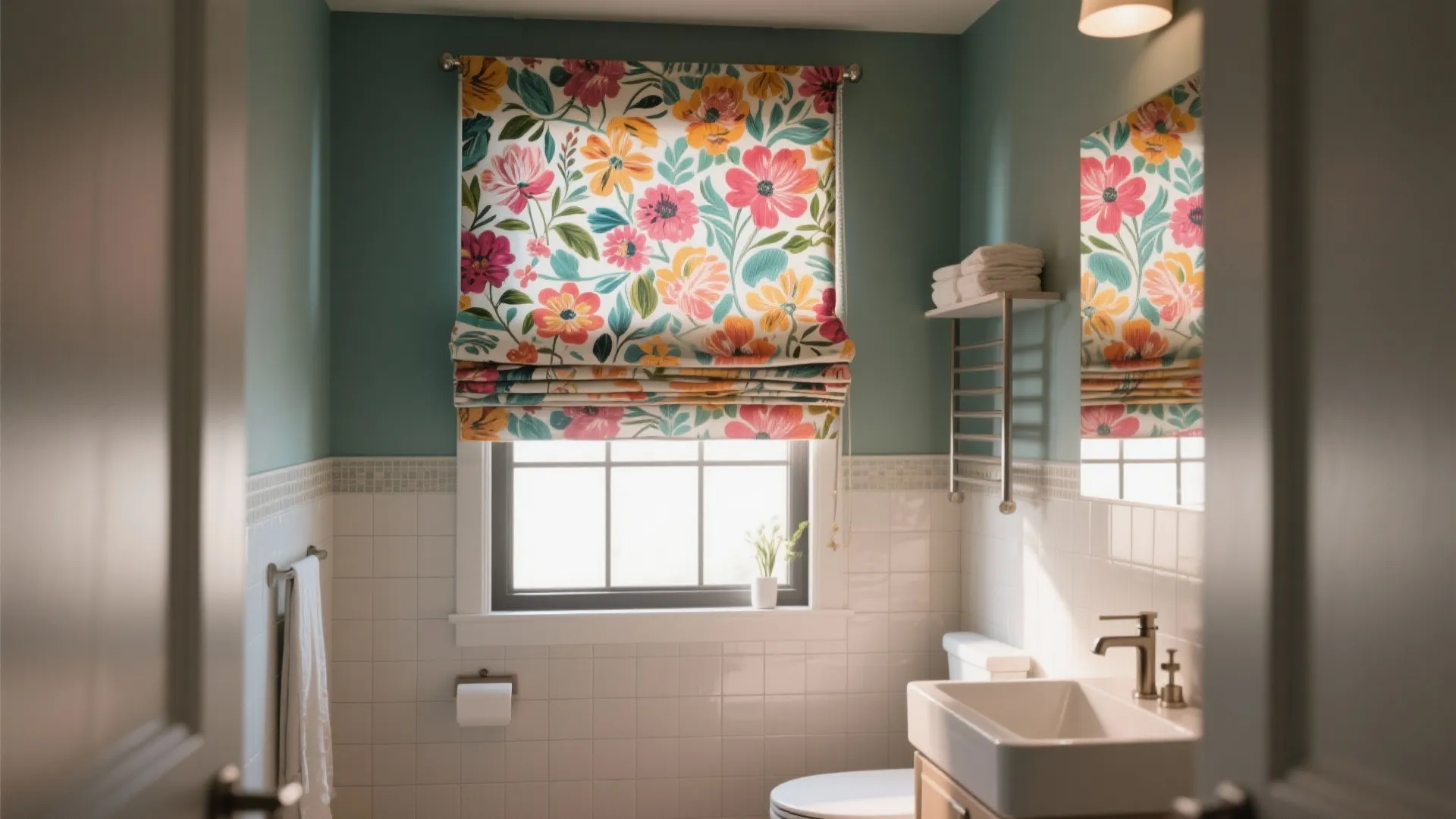 4. Roman Shades with Bold Prints