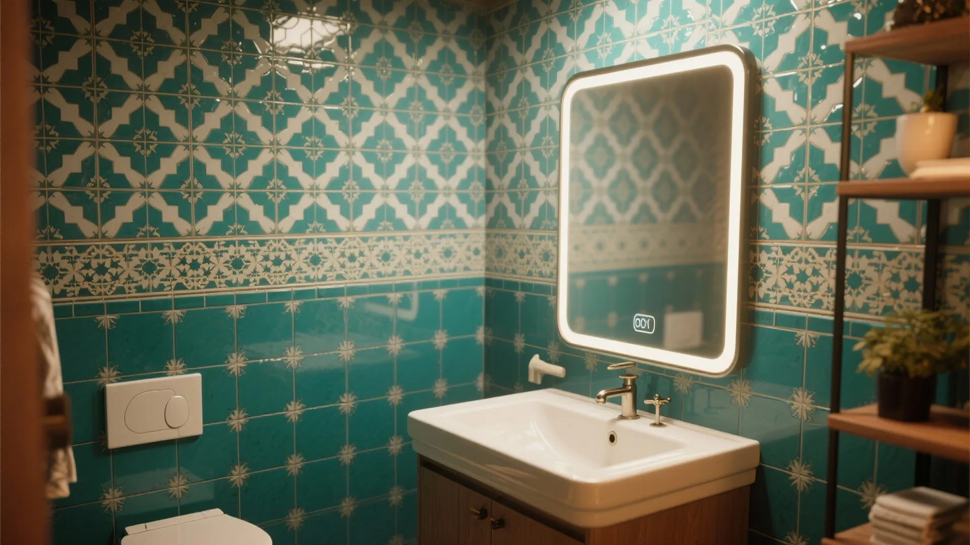 Tip 1: Statement Wall with Bold Tiles