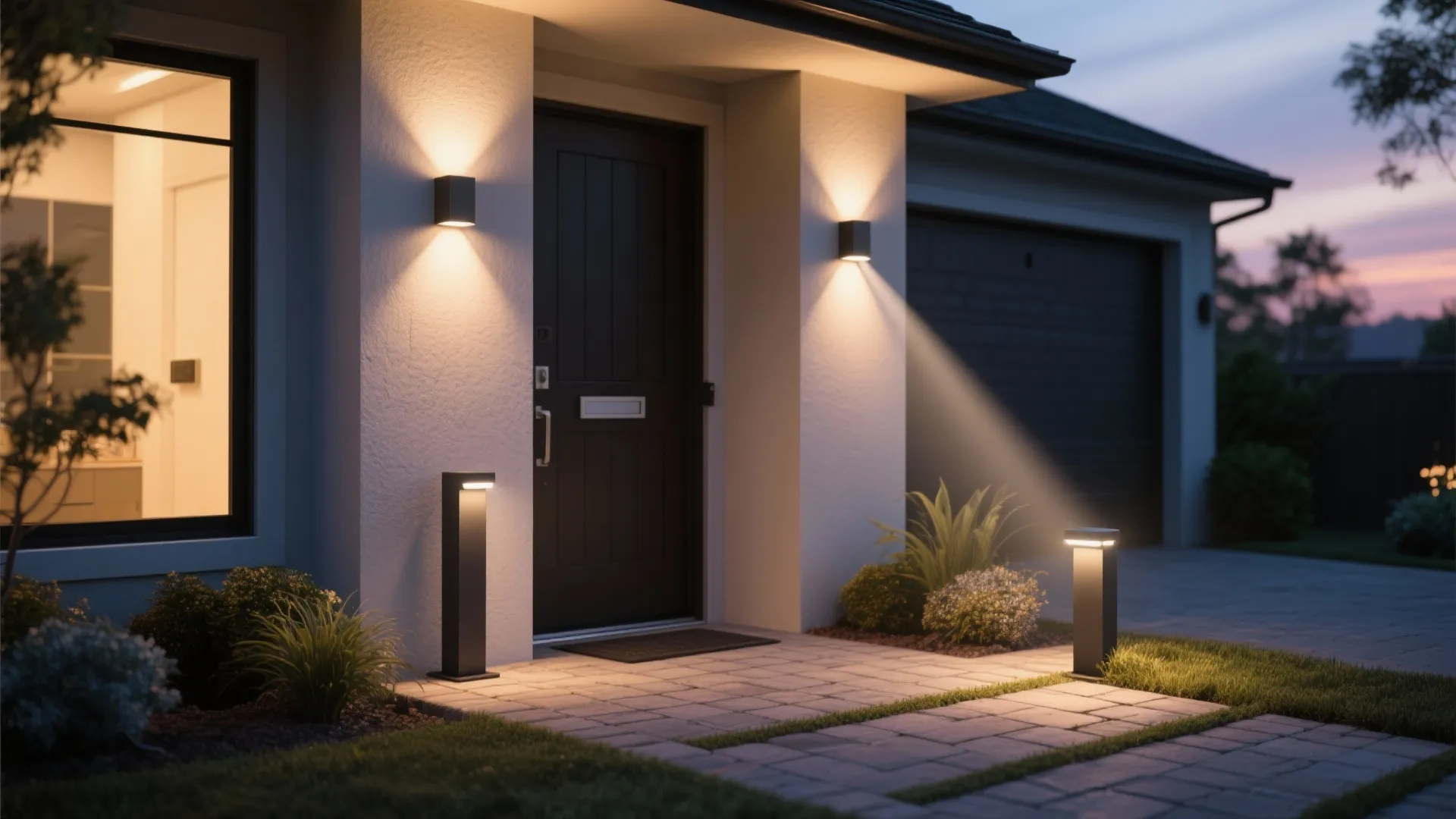 4. Motion-activated modern bollard pairing