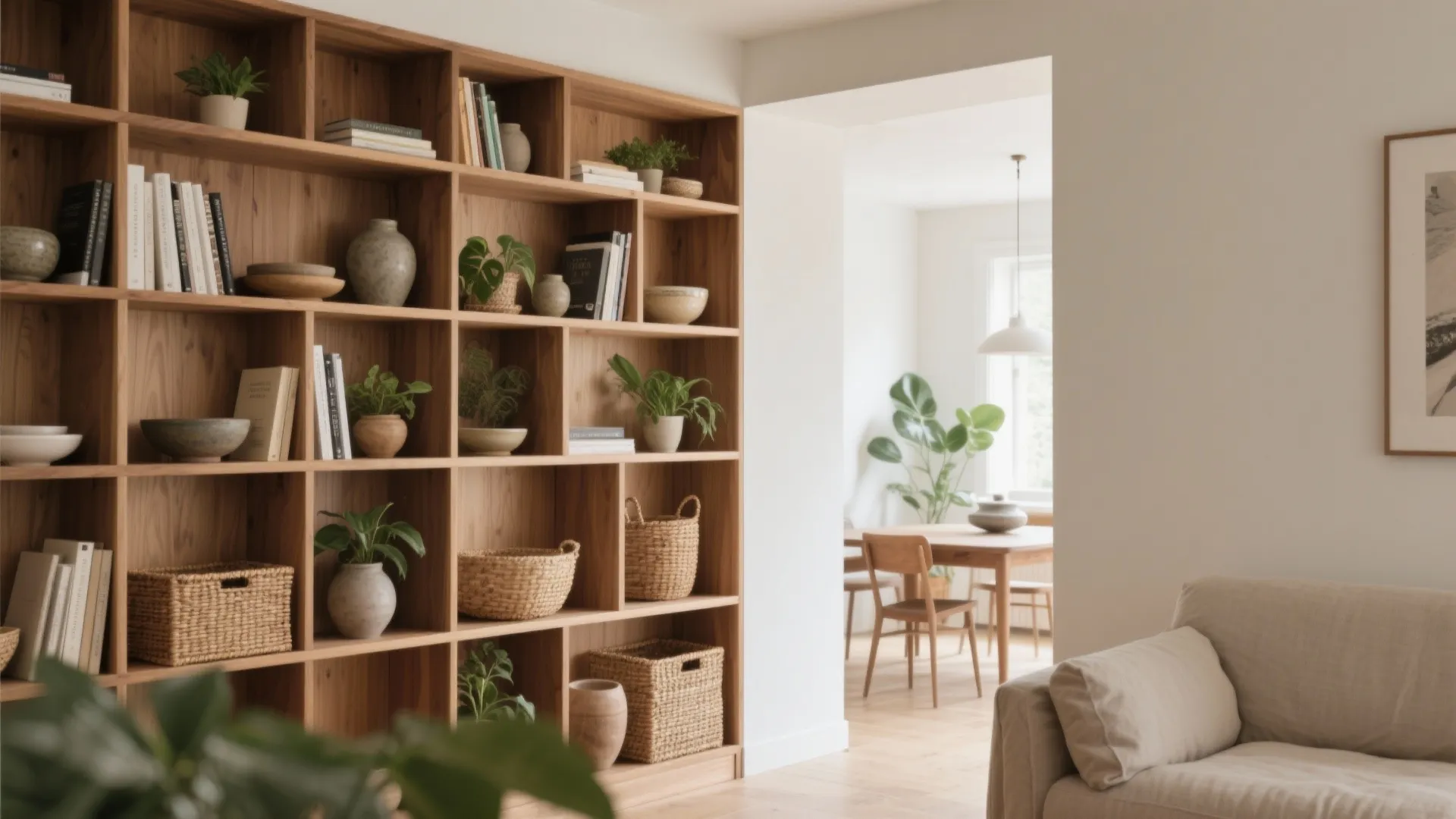 Double-sided bookshelf as a smart divider