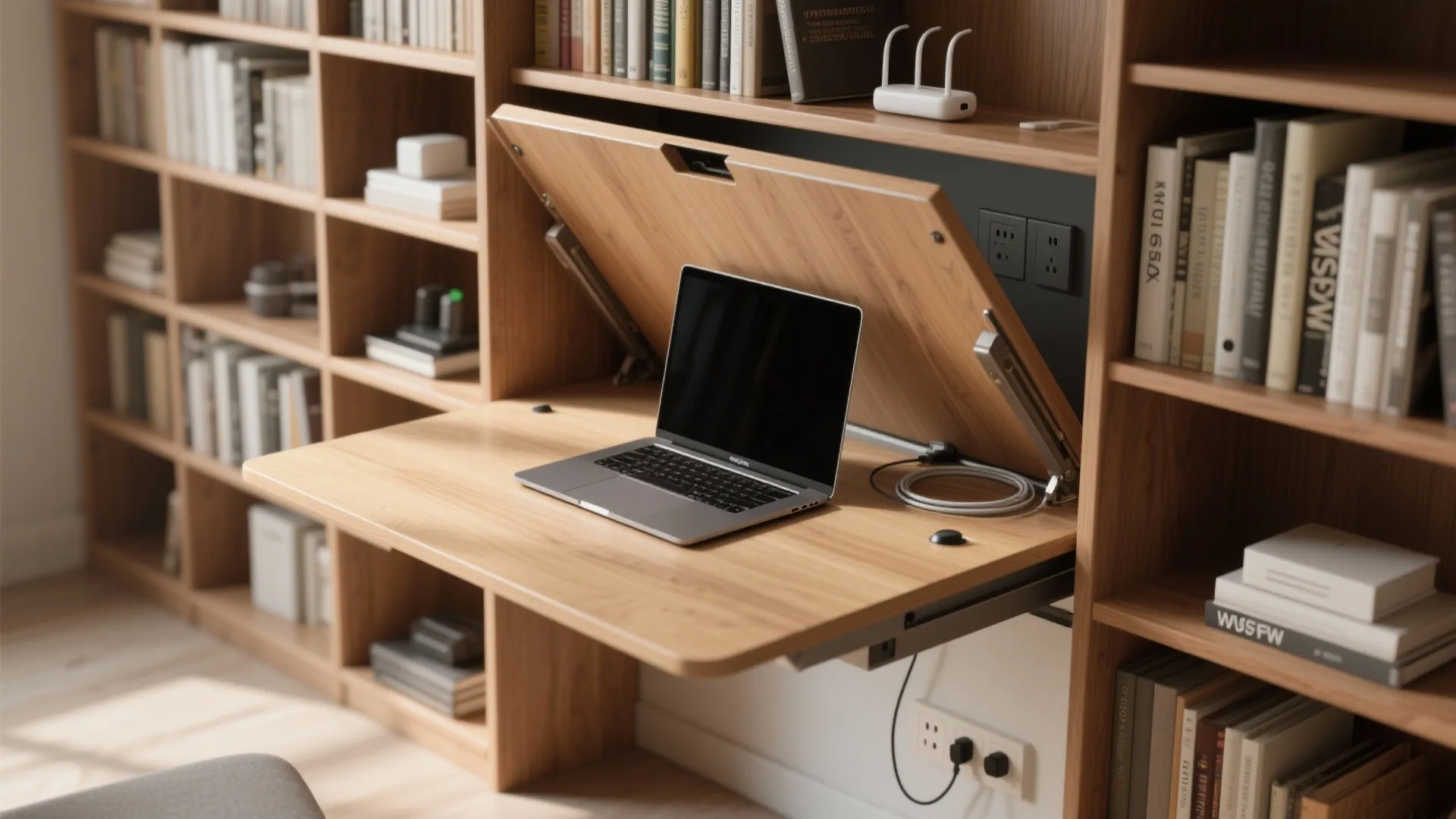 3. Workstation that folds into a bookcase