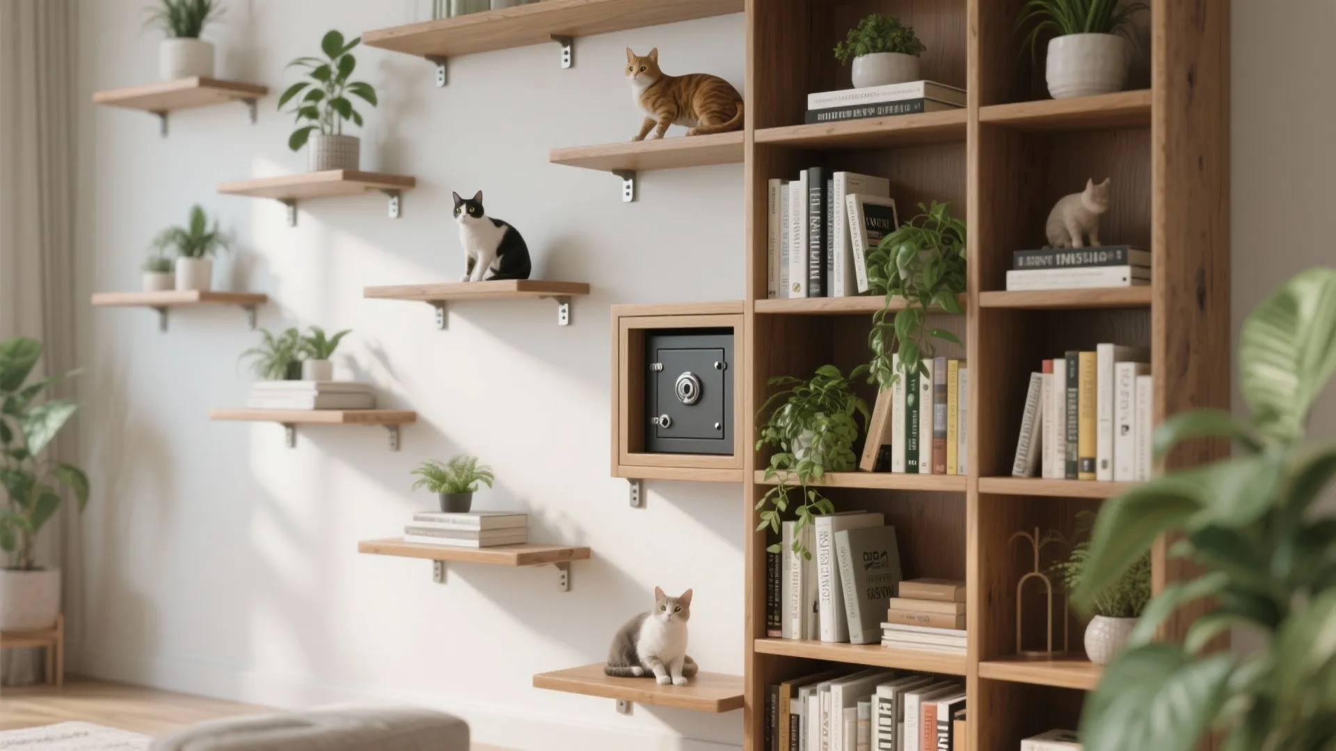 4. Multi-functional furniture: bookcase with built-in platforms