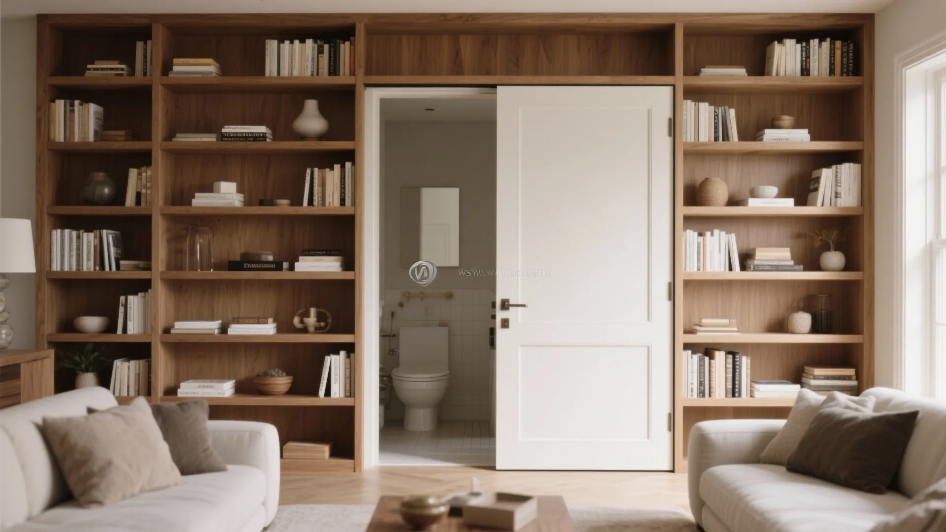 4) Bookcase or wardrobe wall that hides the door