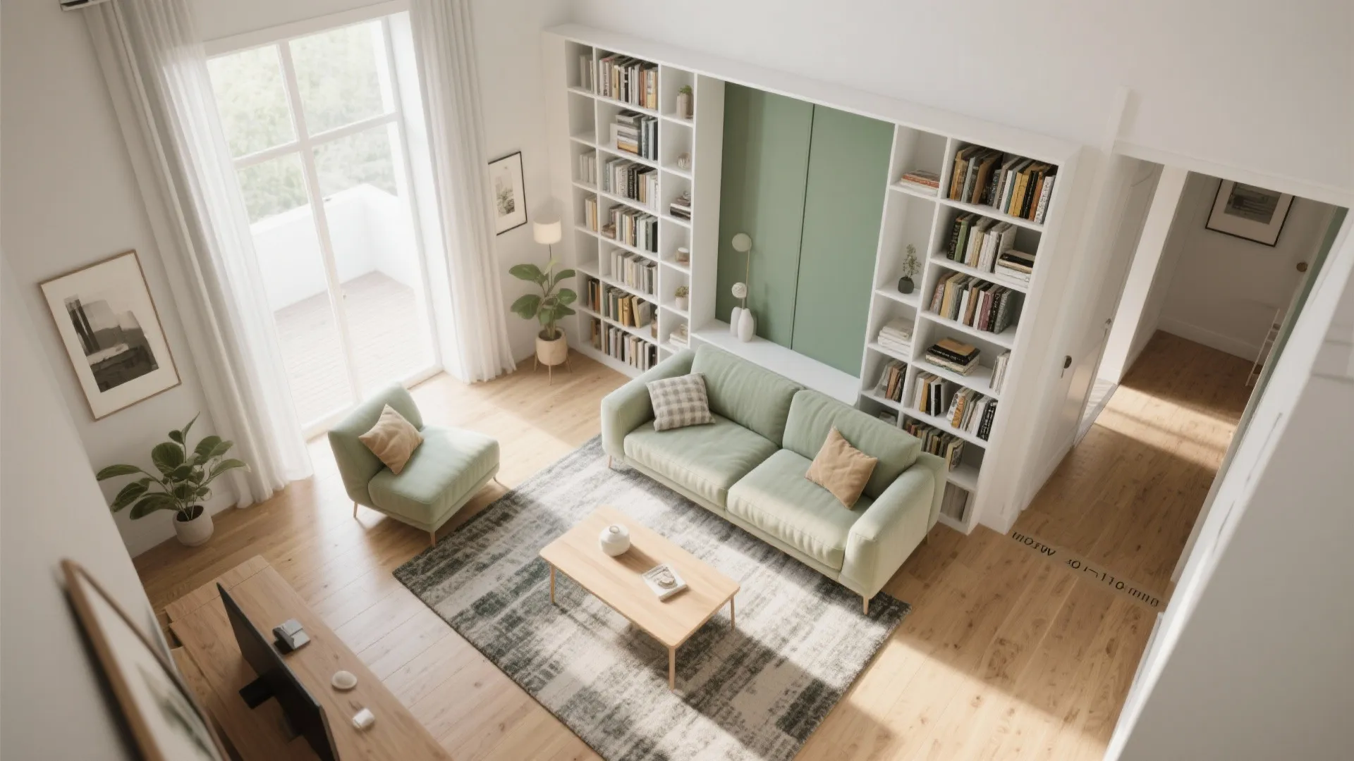 Bookcase divider with storage (double-sided)