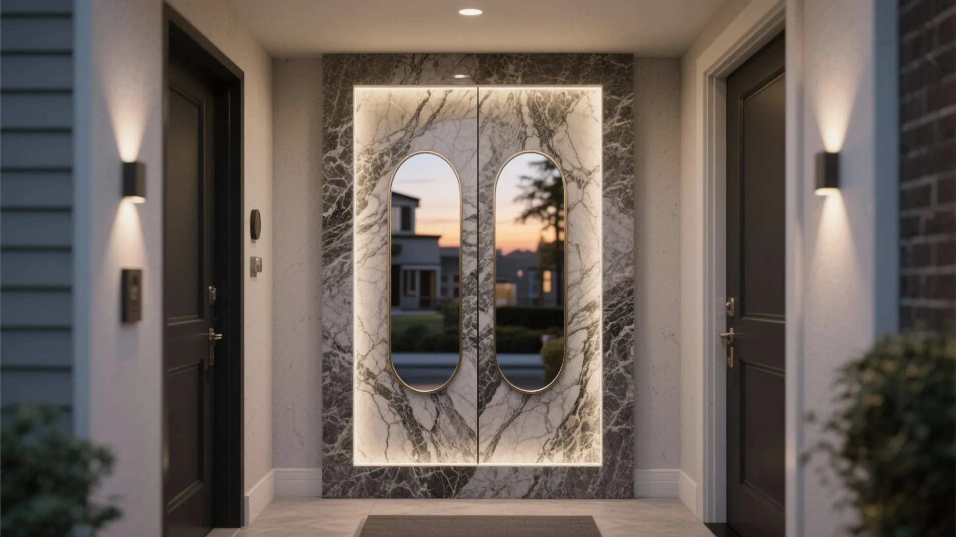 Bookmatched Veins for an Artful Entry