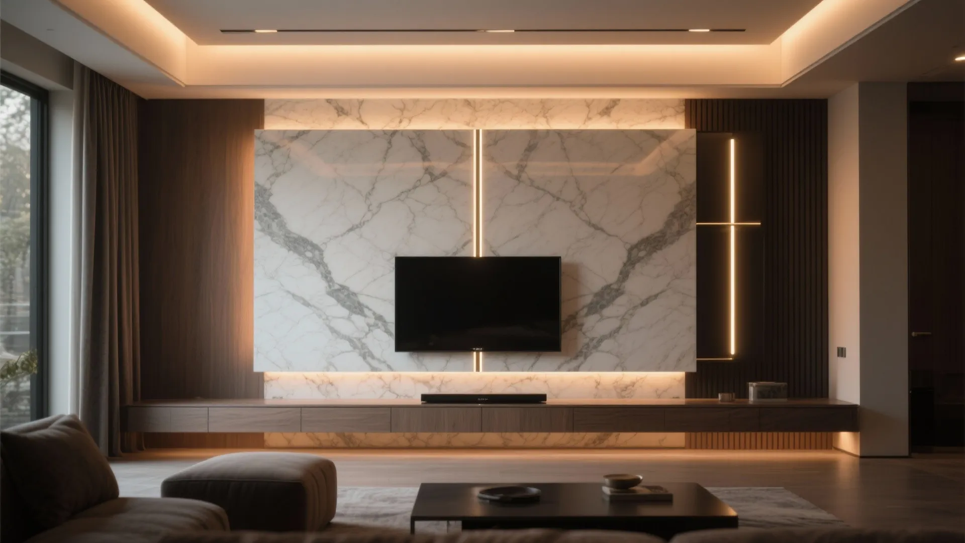 Bookmatched Veins with LED Reveals