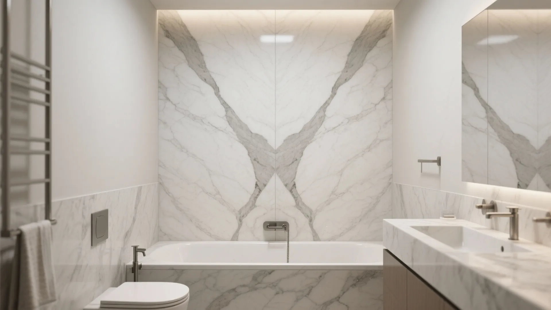 Feature Wall with Bookmatched or Large-Format Veins