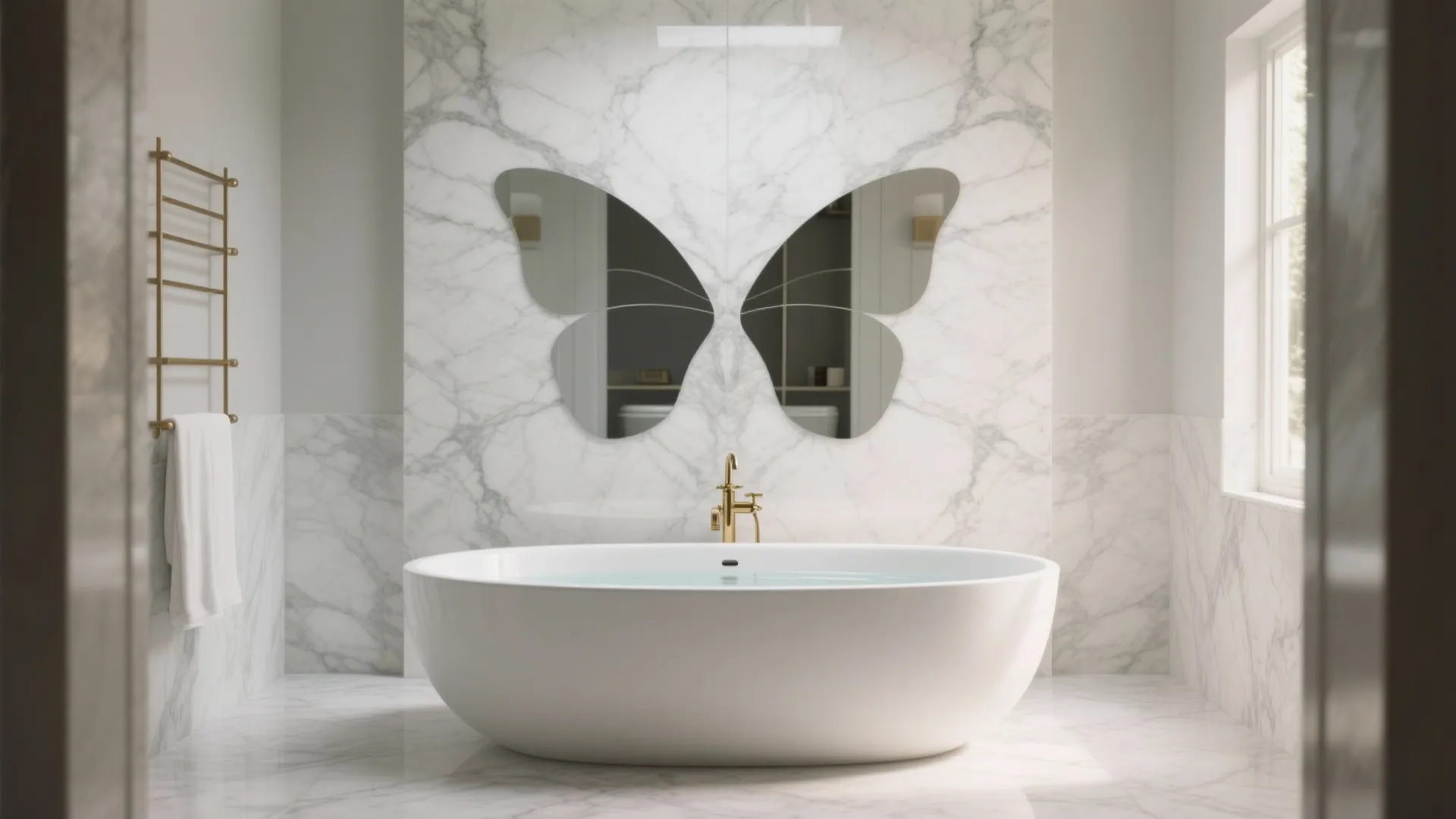 Bookmatched Marble as a Feature Wall