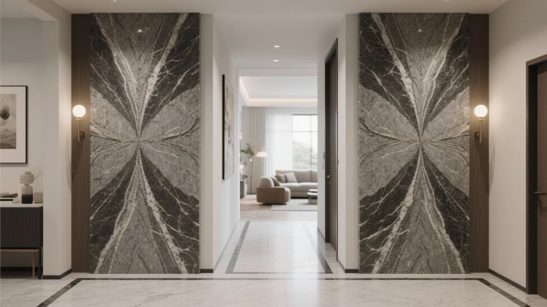 Bookmatched Granite Panels for a Statement Entry