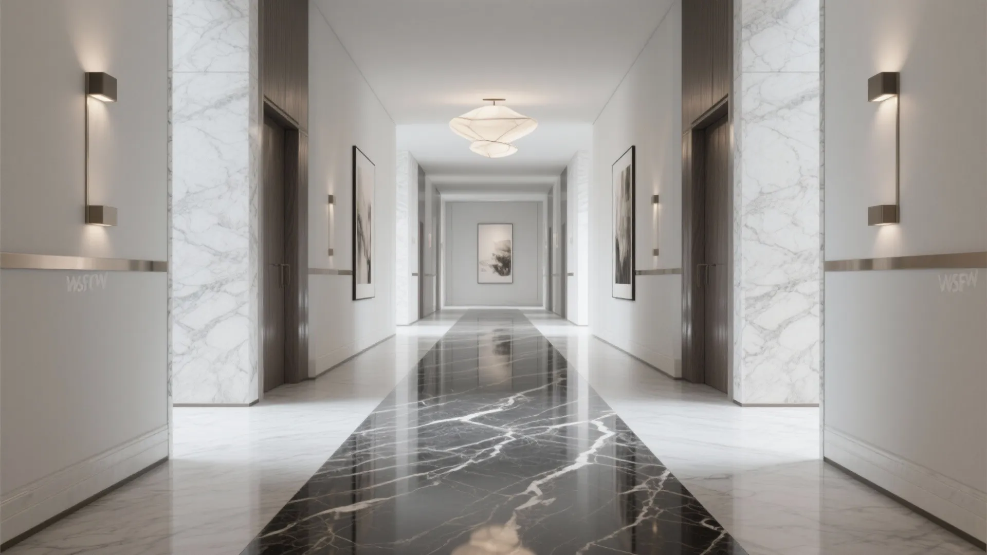 Bookmatched Granite as a Gallery-Style Runway