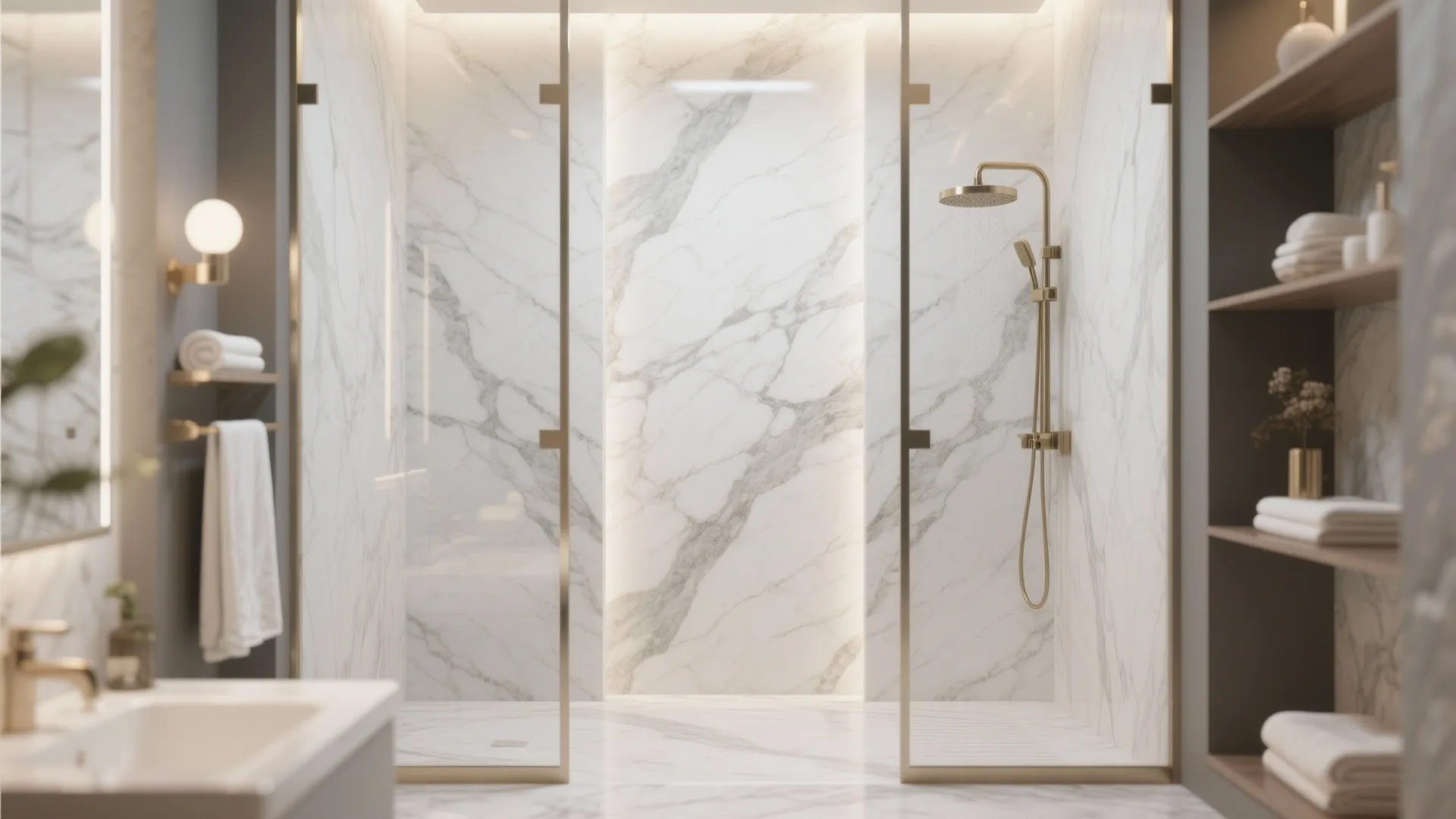 5. Bookmatched Shower Walls