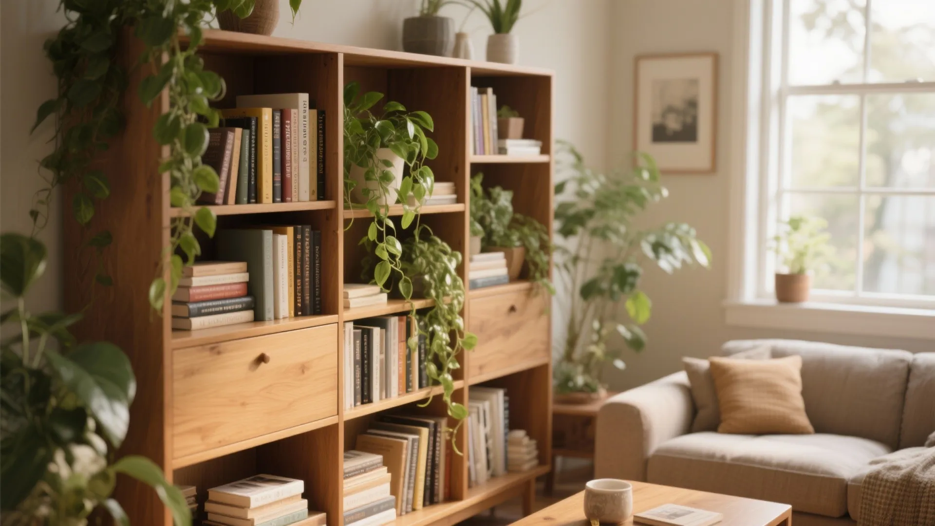 Layered Styling with Books and Plants