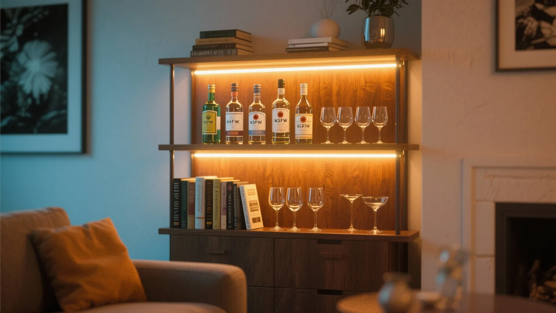 5. Bookshelf Turned Bar Display