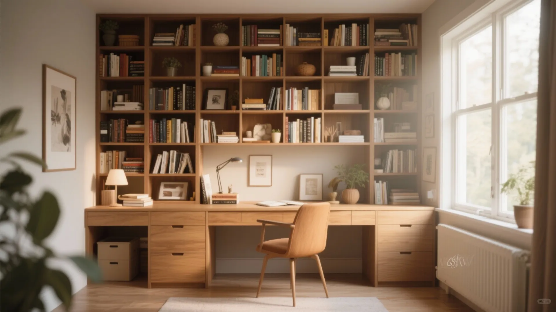 Integrated Bookshelf Desk