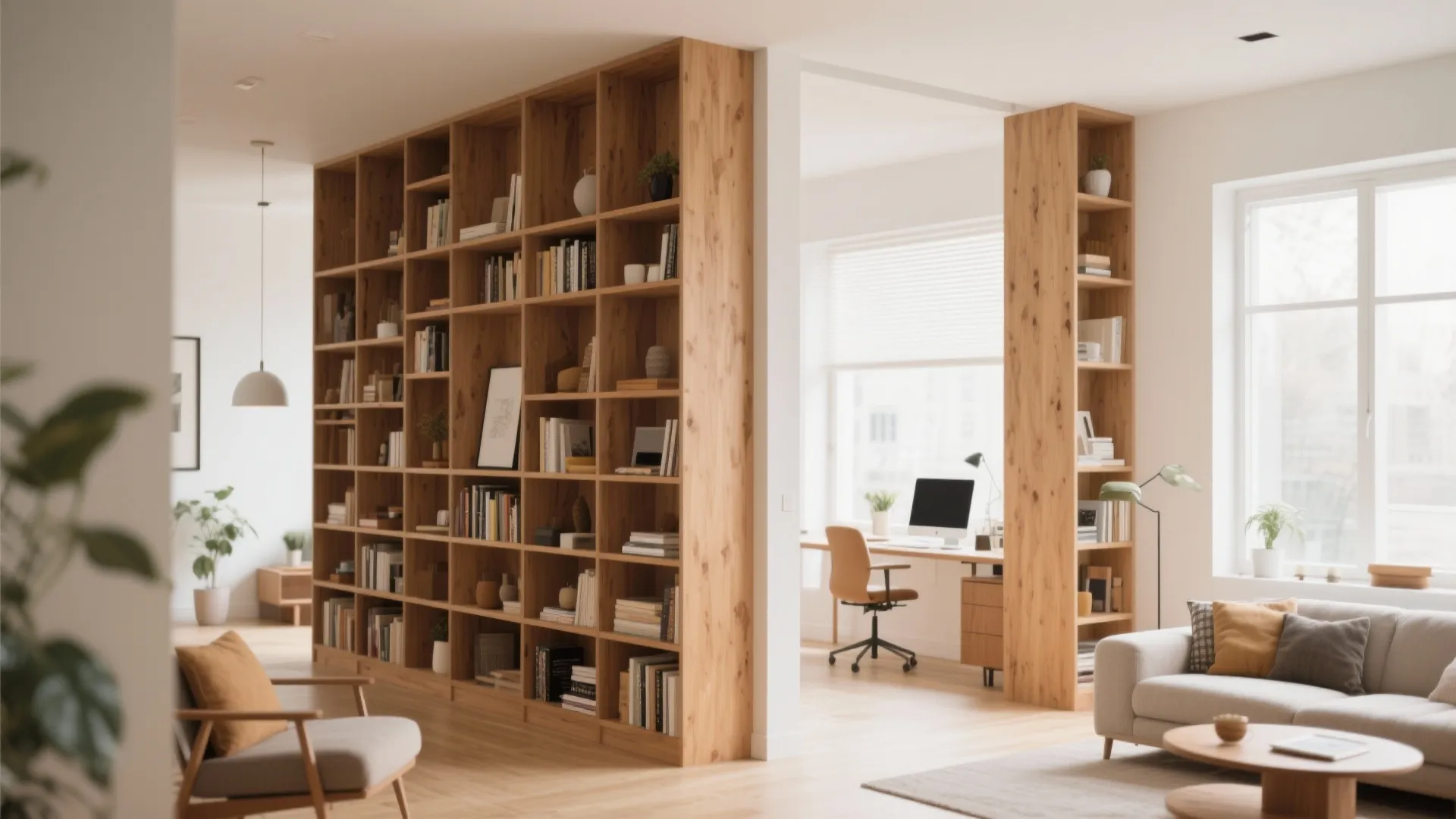 3. Tall Bookshelves as Dividers
