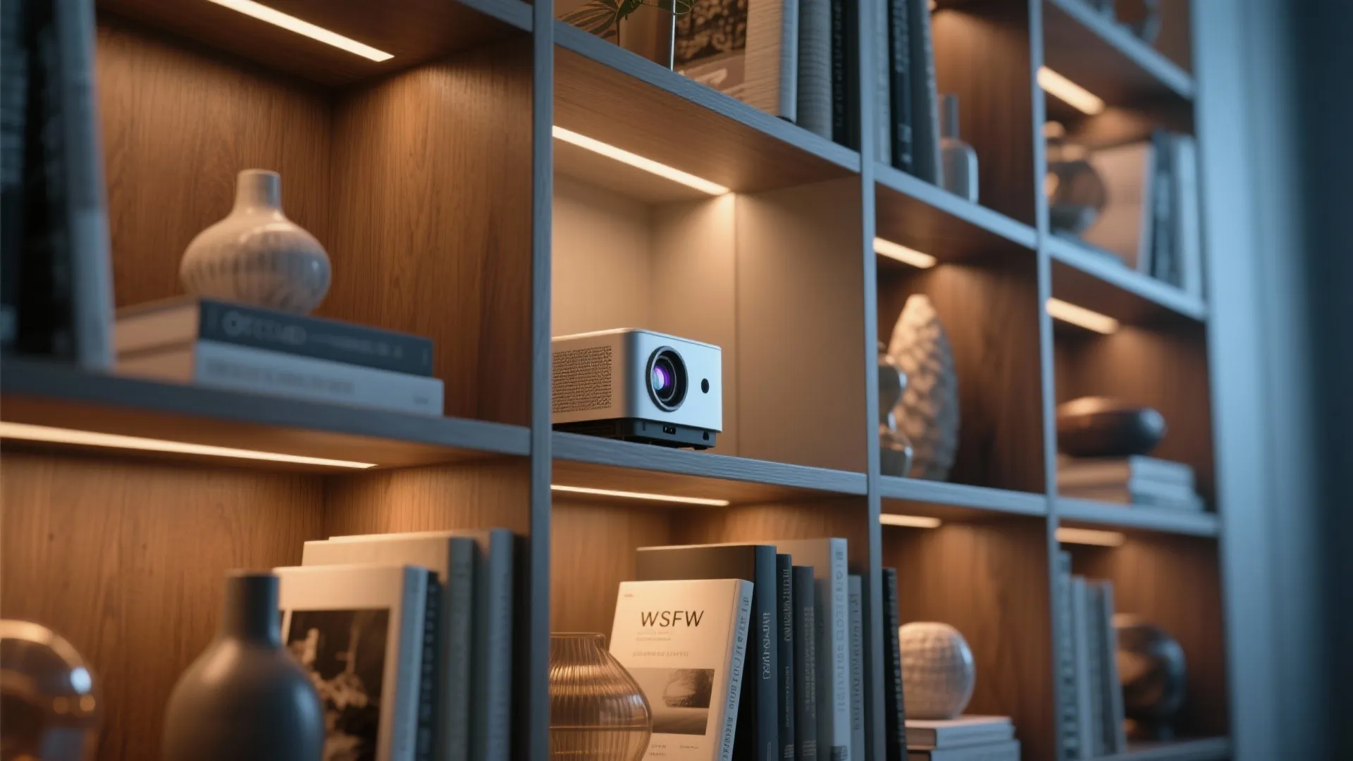 3. Projector Hidden in a Bookshelf