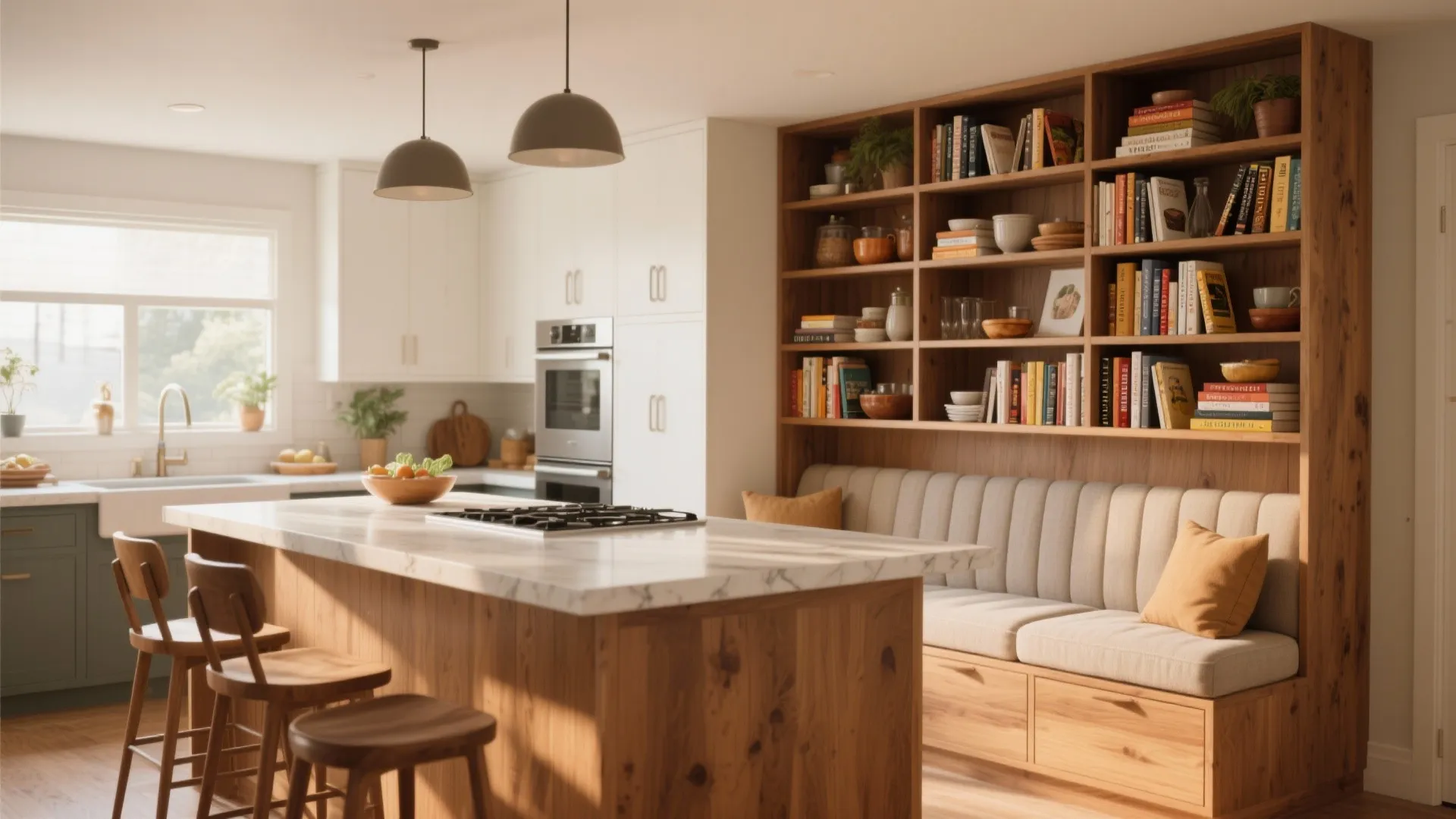 10. Built-In Bookshelf with Seating