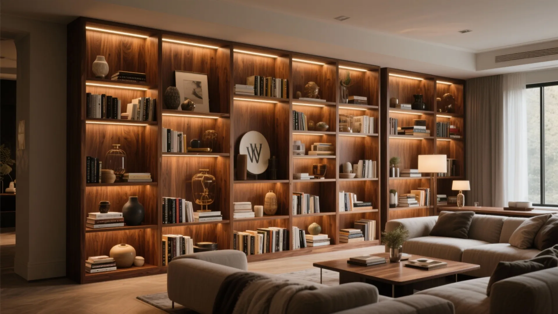 8. Floor-to-Ceiling Bookshelves