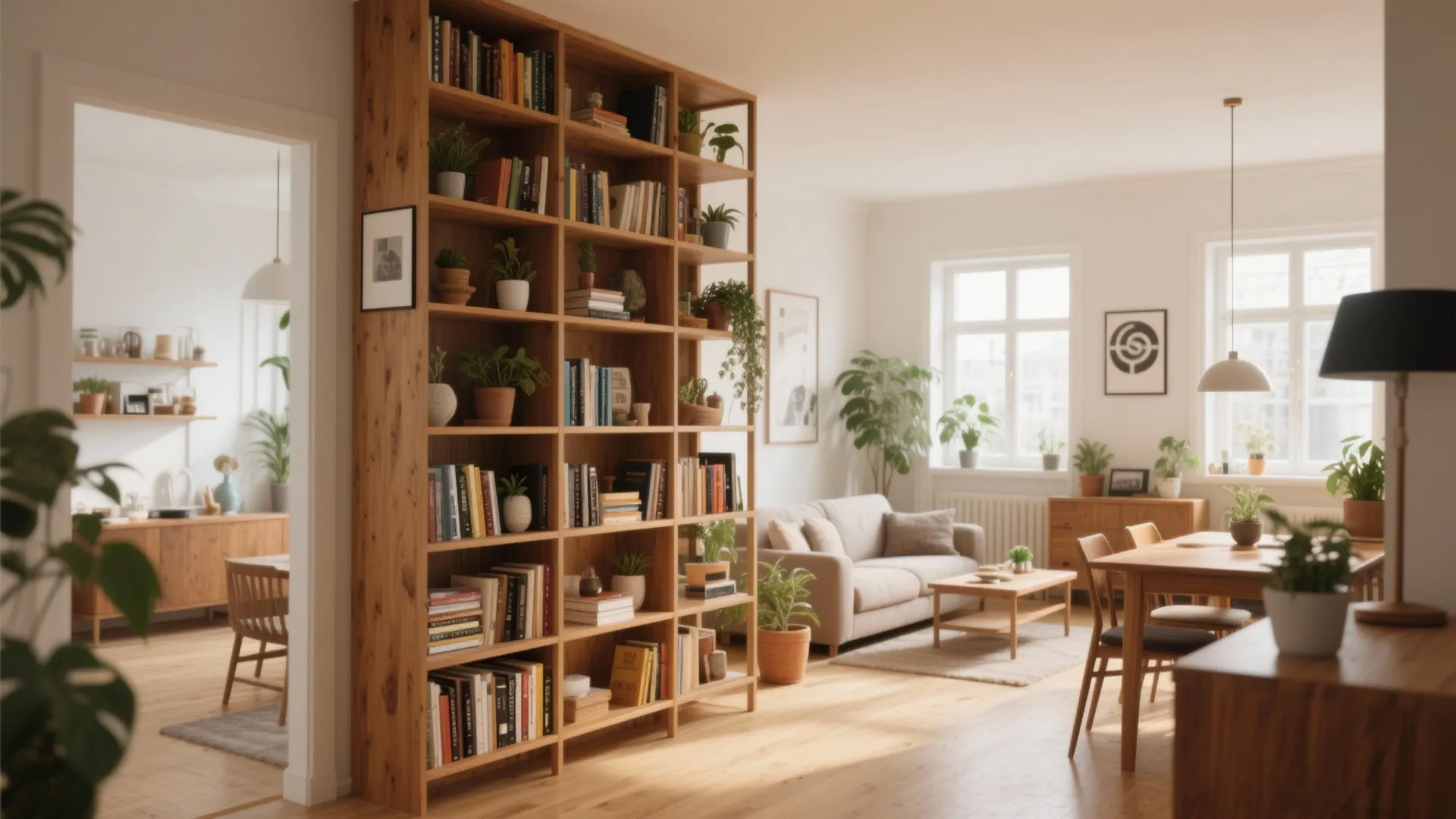 Bookshelf Divider as Functional Wall