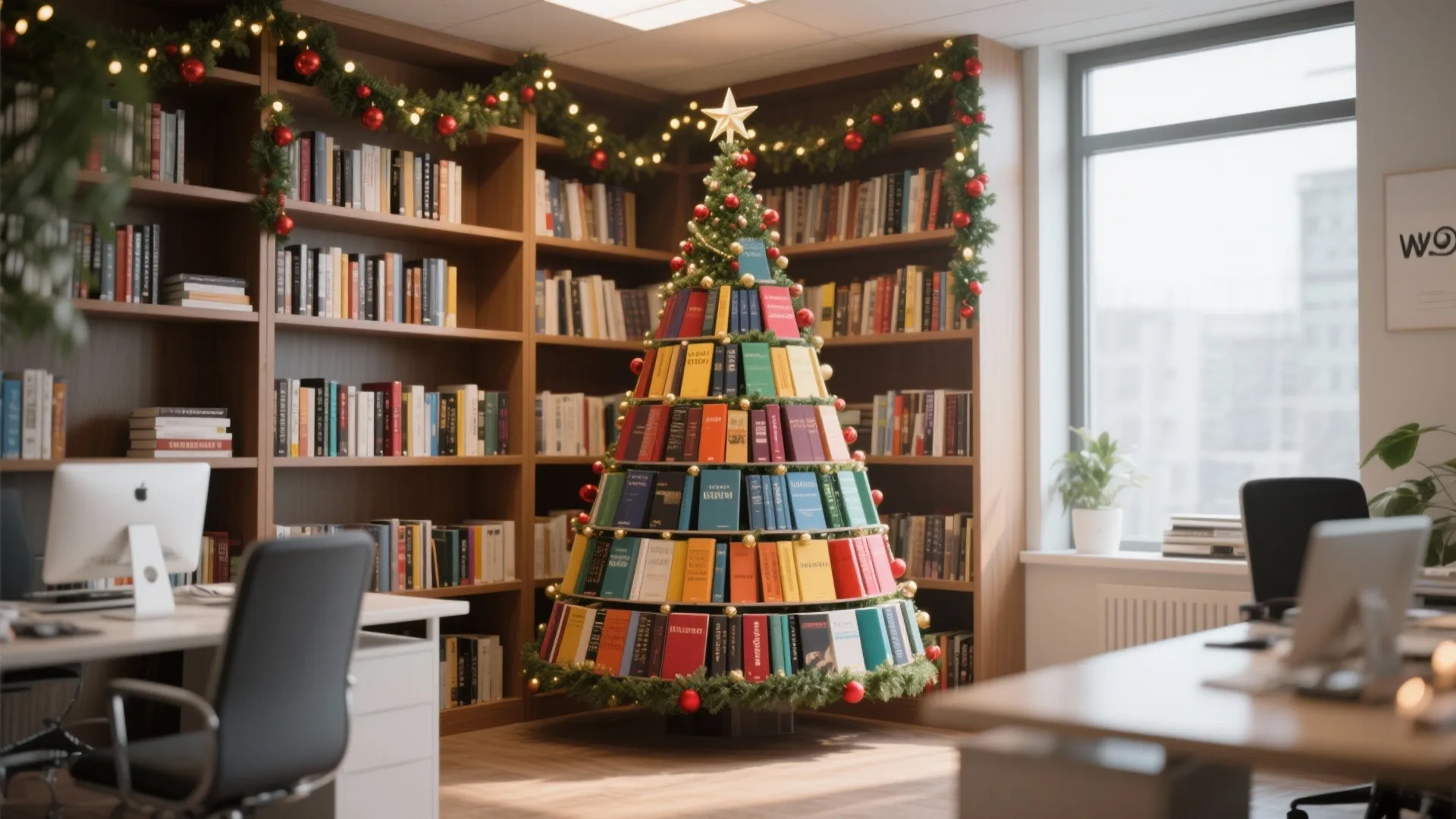 5. Bookshelf Christmas Tree