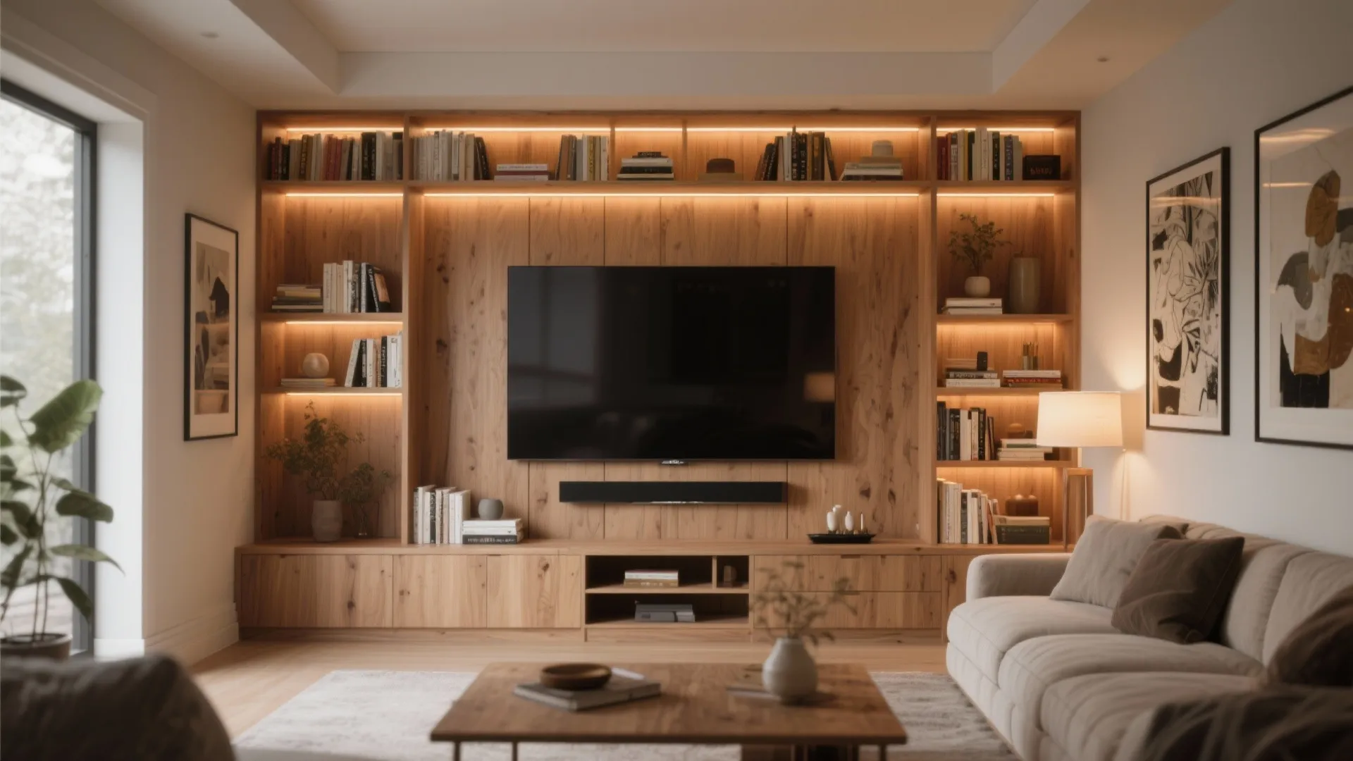 9. TV Integrated into a Bookshelf