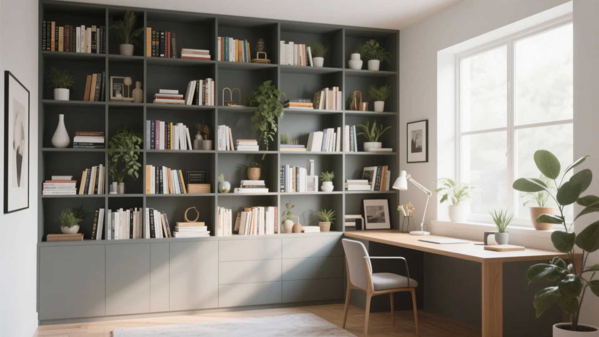 Integrated bookshelf wall