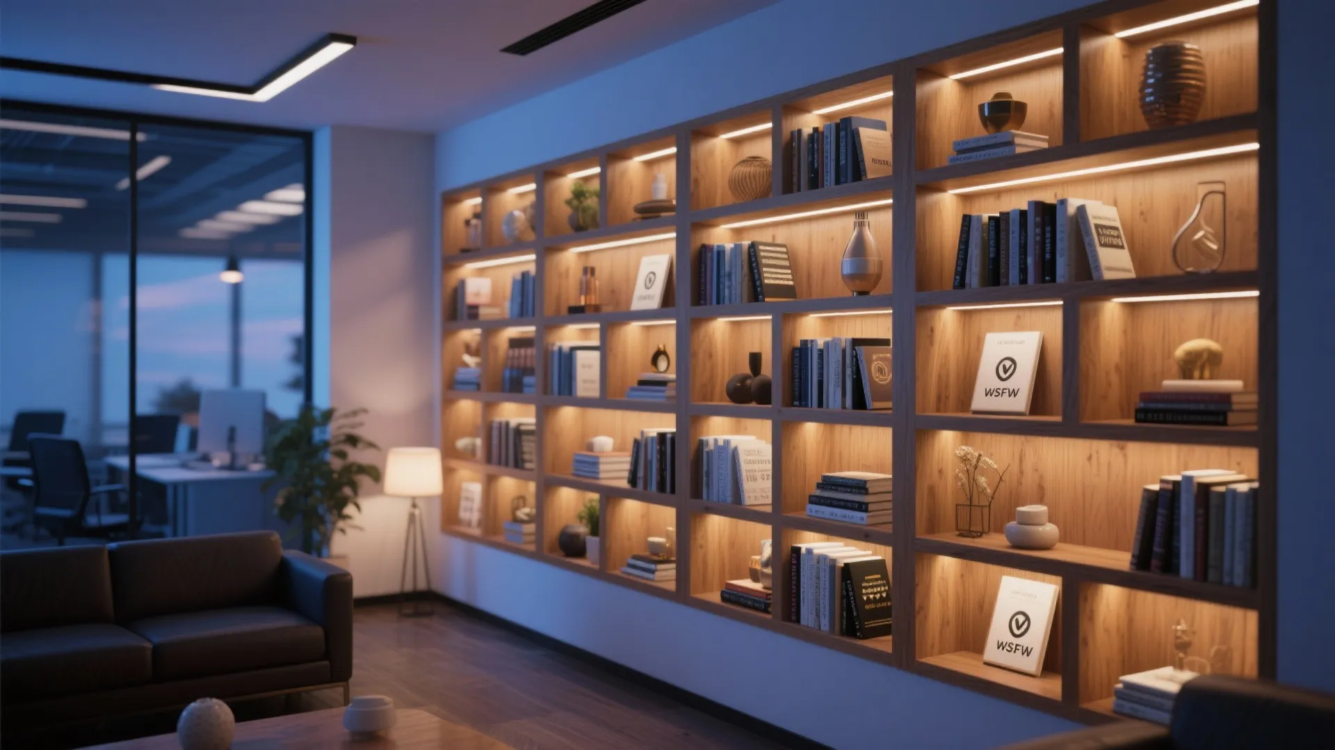 9. Built-in Bookshelves with Integrated Lighting