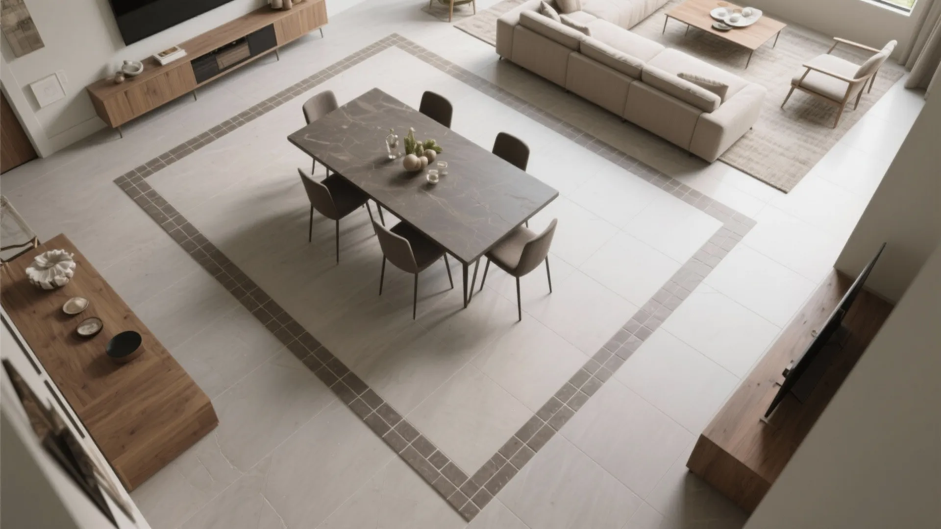 Tile Borders and Inlays to Define the Dining Zone