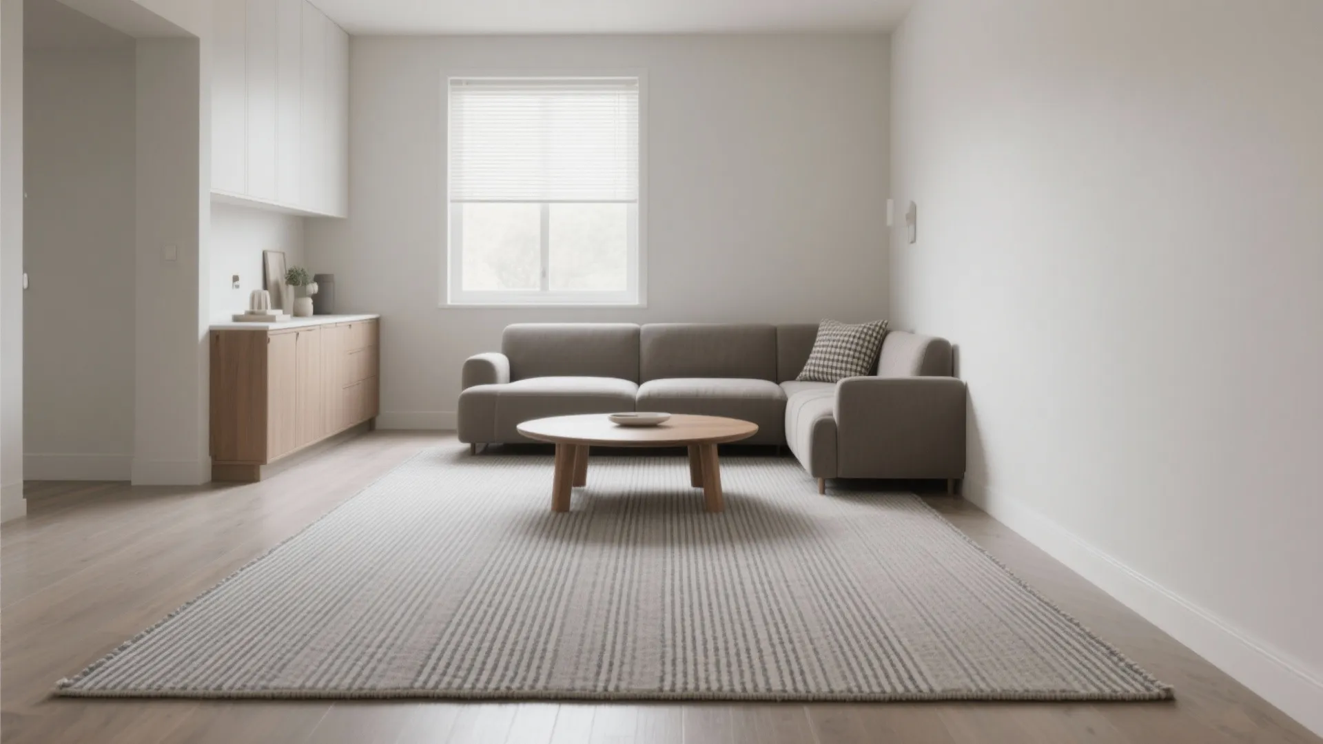 Bold borders and subtle stripes to “stretch” the room