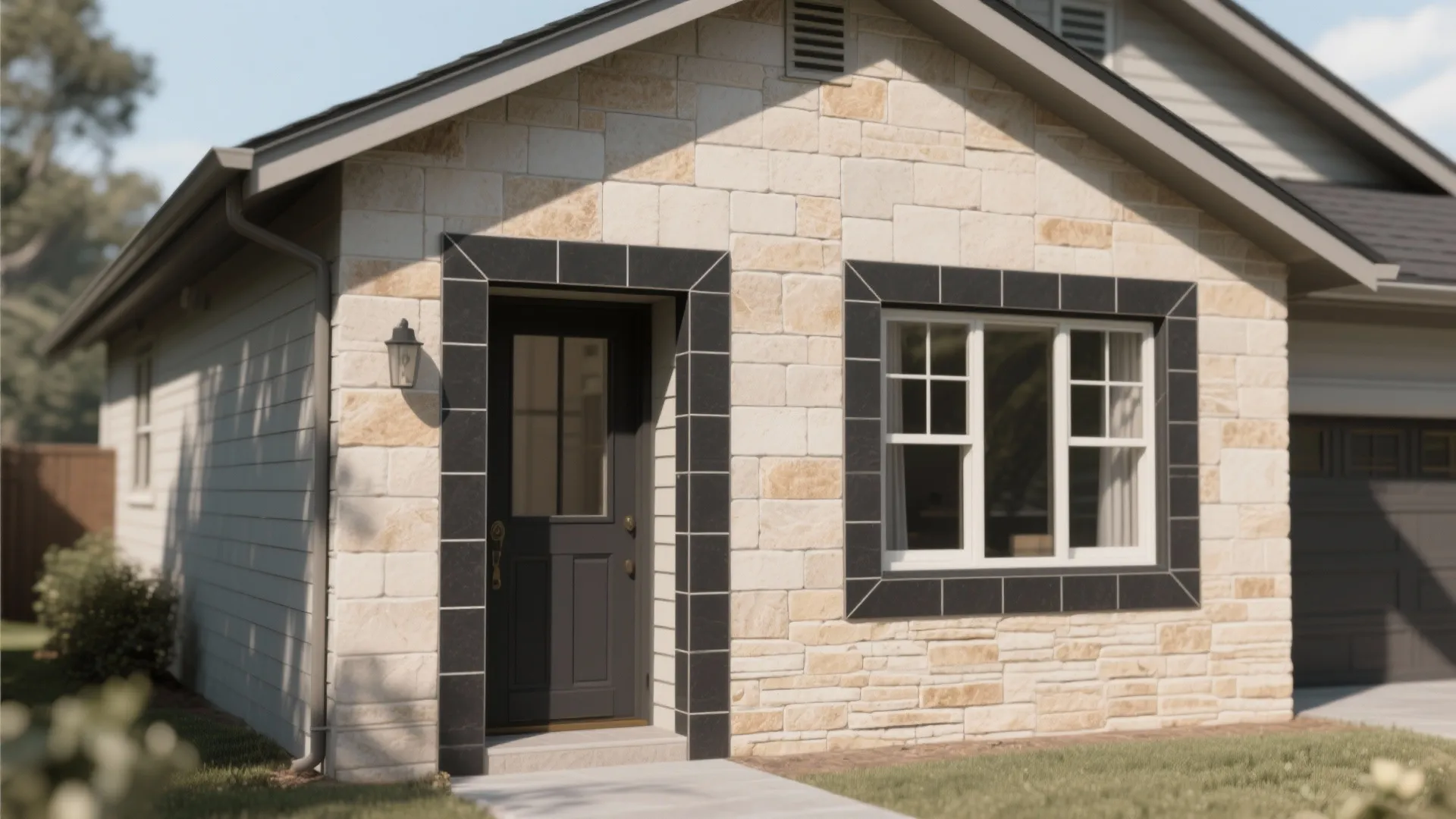 1) Frame the facade with a tile “picture border”