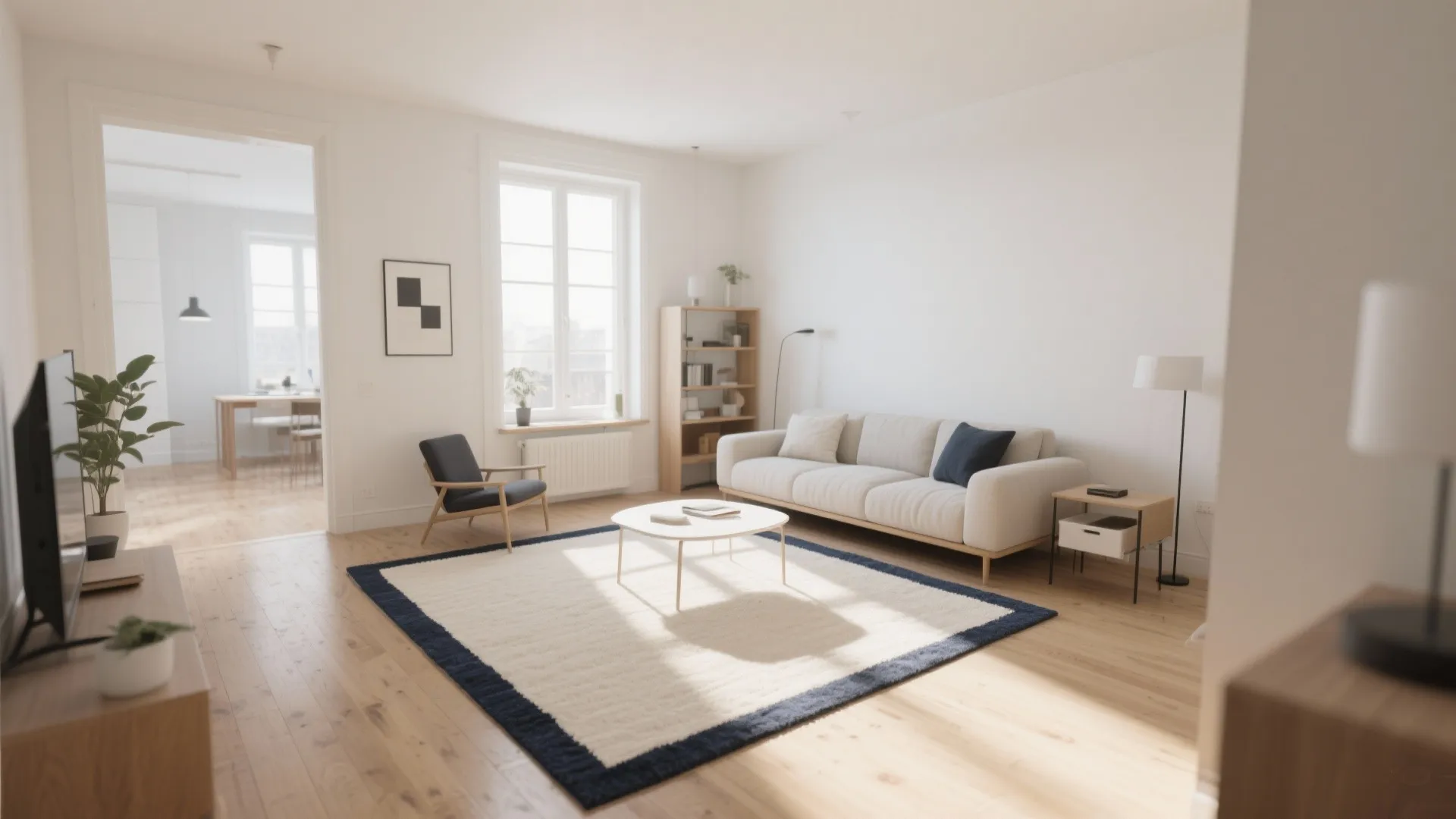 8. Rugs with a Neutral Base and Color Borders