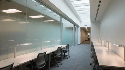 Modern Open-Plan Office Design with Glass Partitions