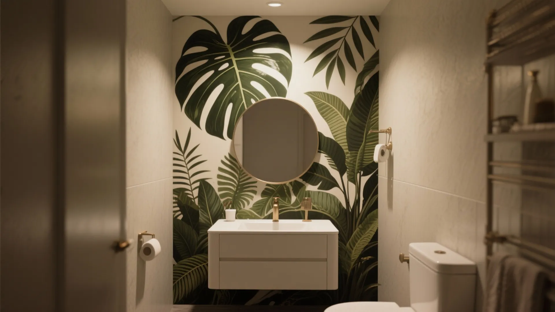 3. Oversized botanical prints on one accent wall