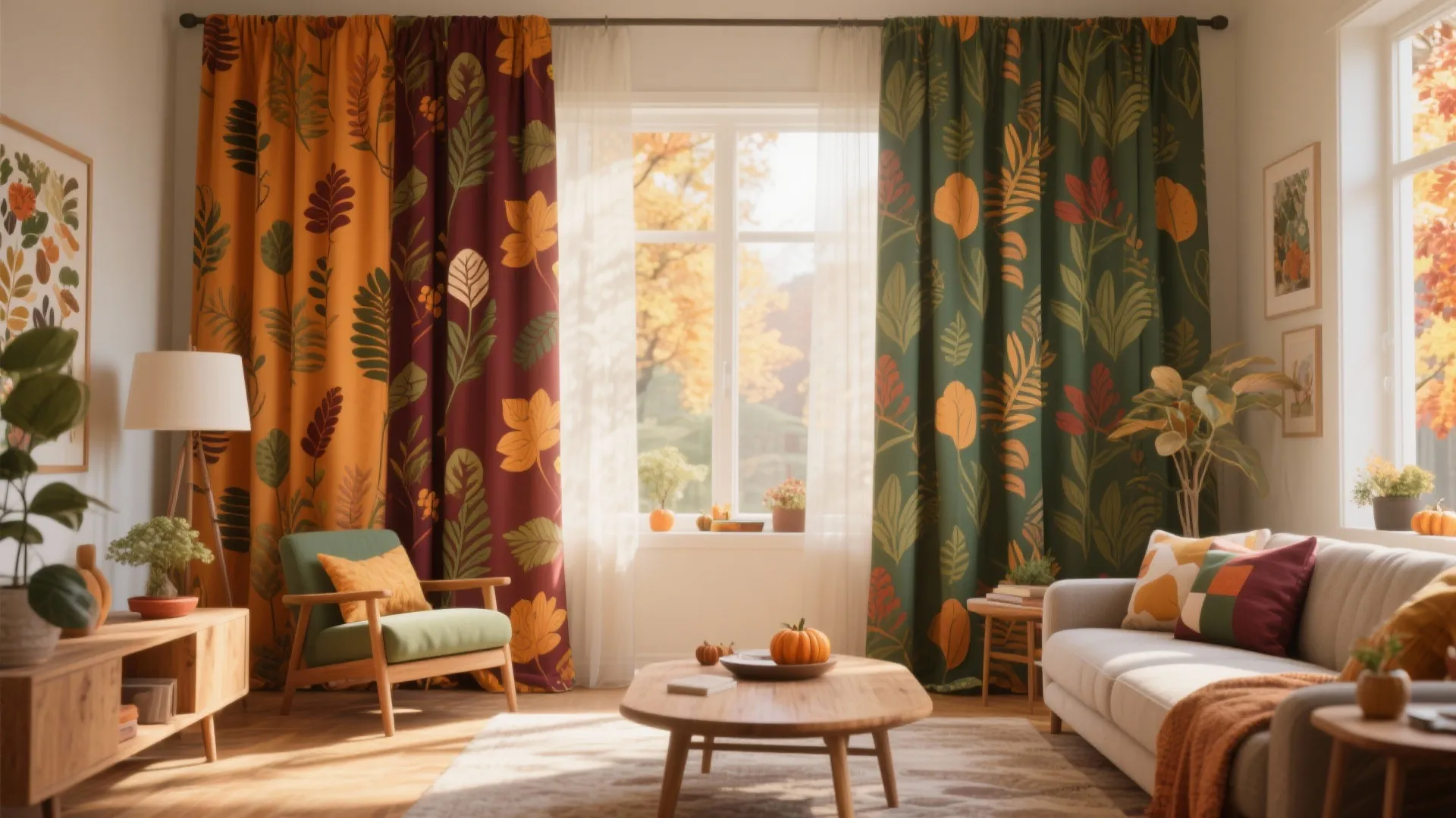 10. Botanical Print Curtains