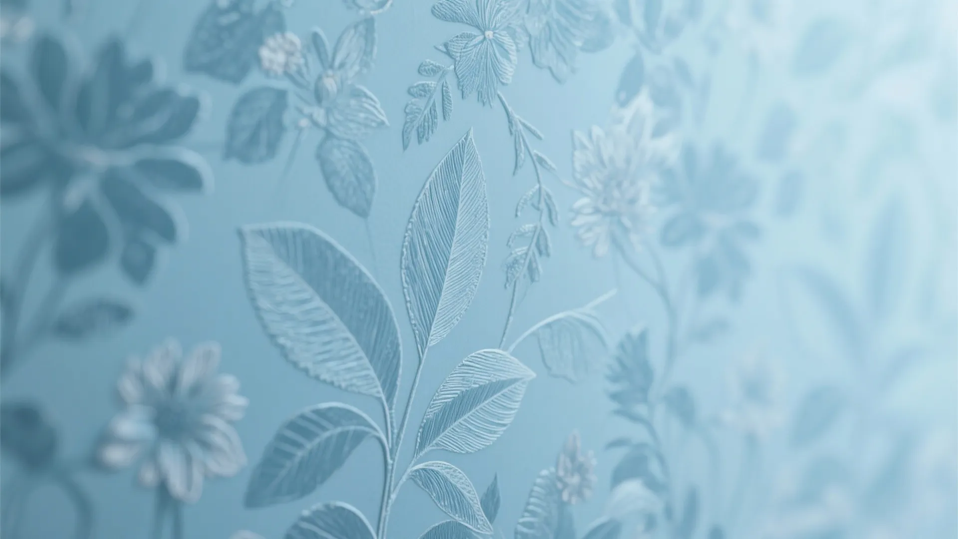 Botanical Light Blue: Misty Leaves and Coastal Blooms