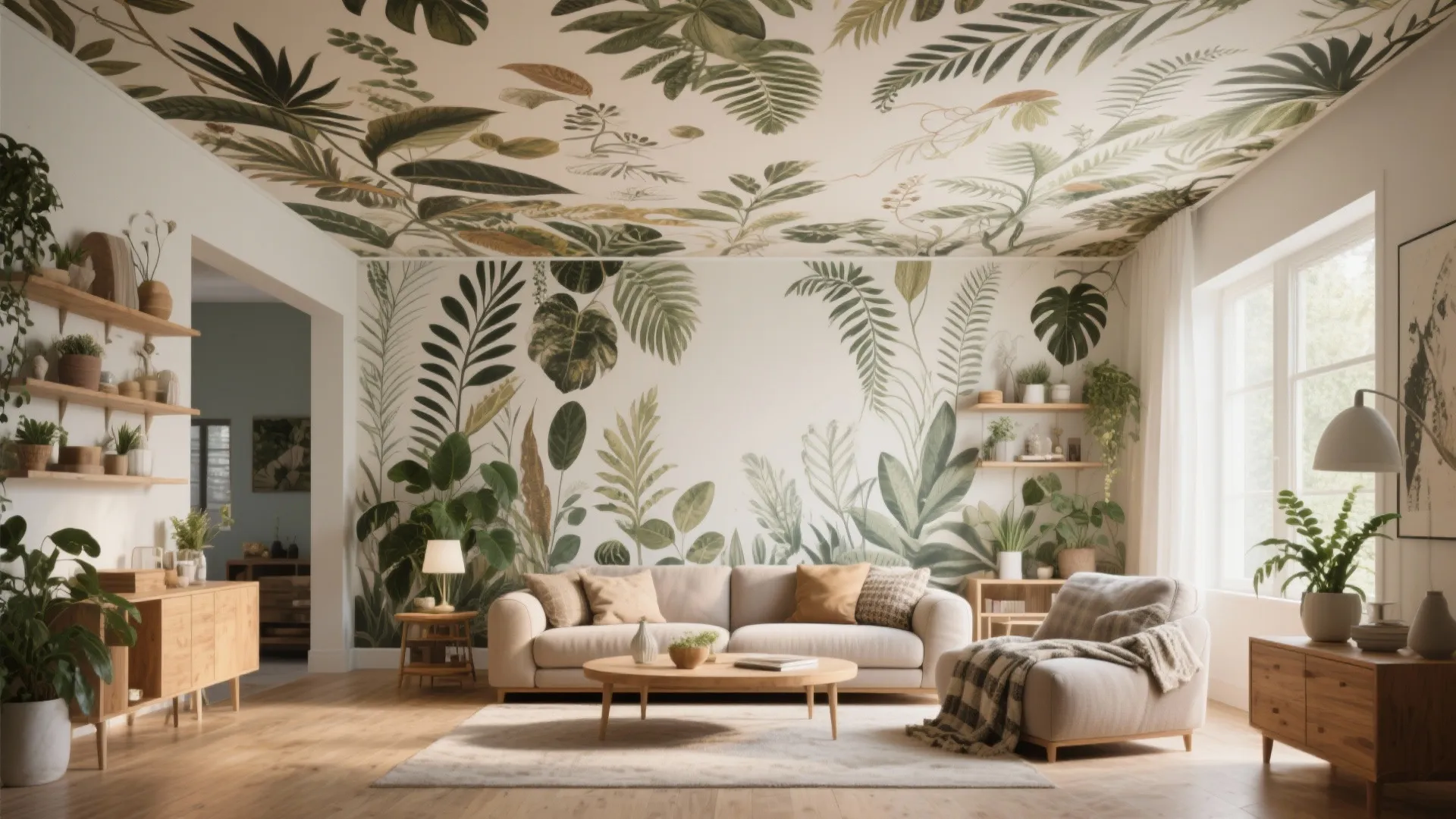 7. Ceiling Wallpaper or Murals