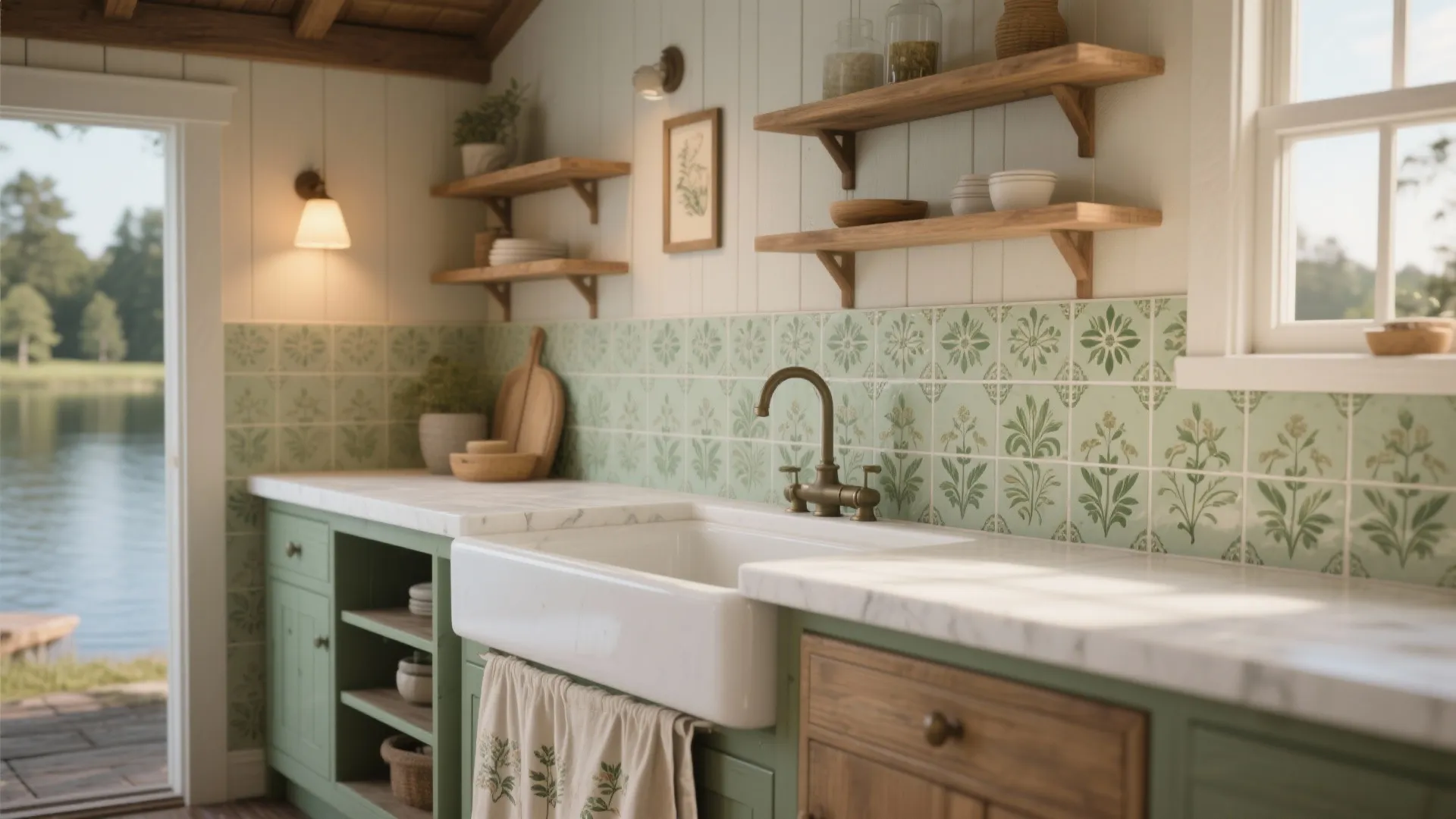 5. Patterned Botanical Ceramic Tiles